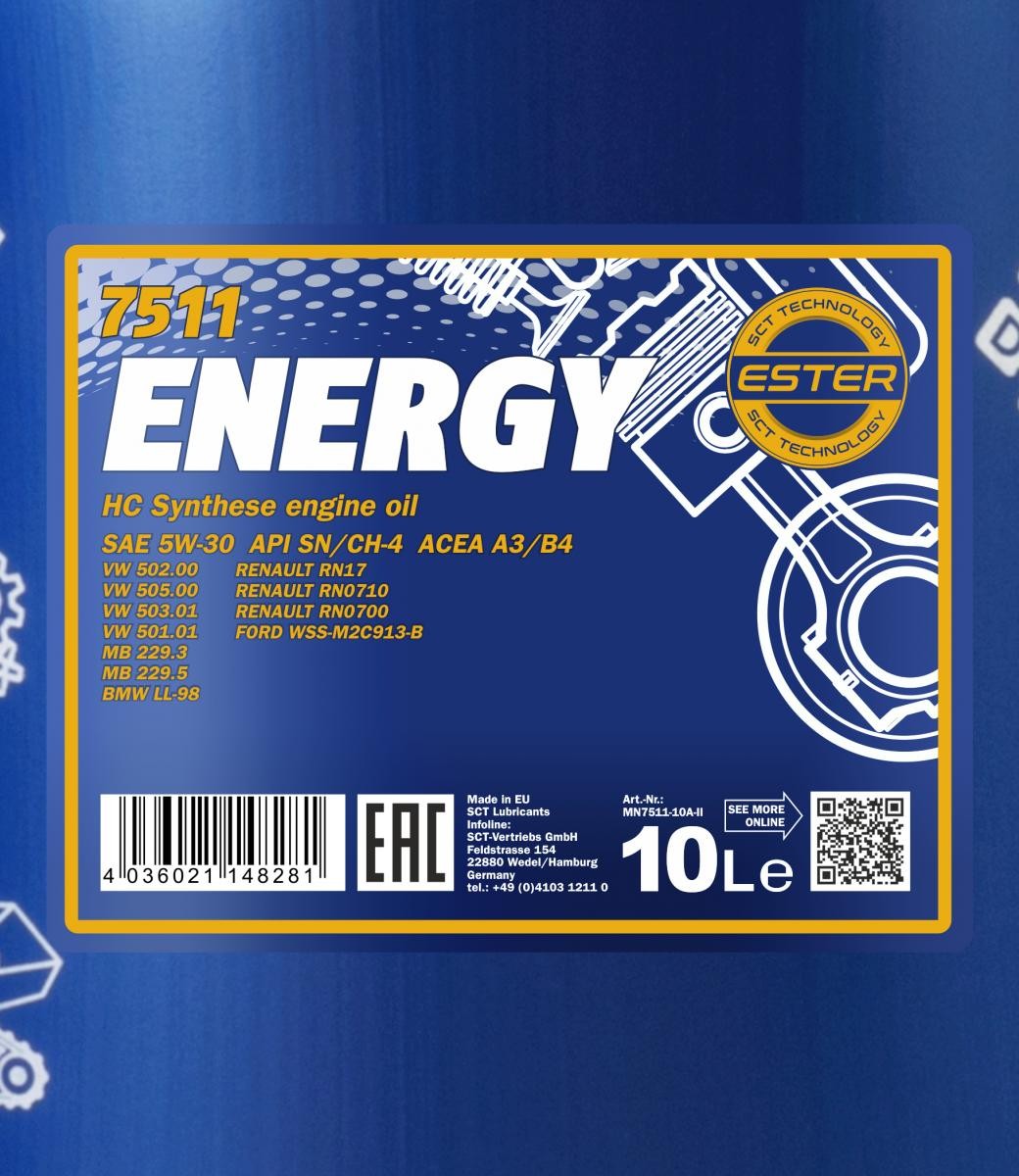 5W-30 Mannol 7511 Energy Motoröl 10 Liter