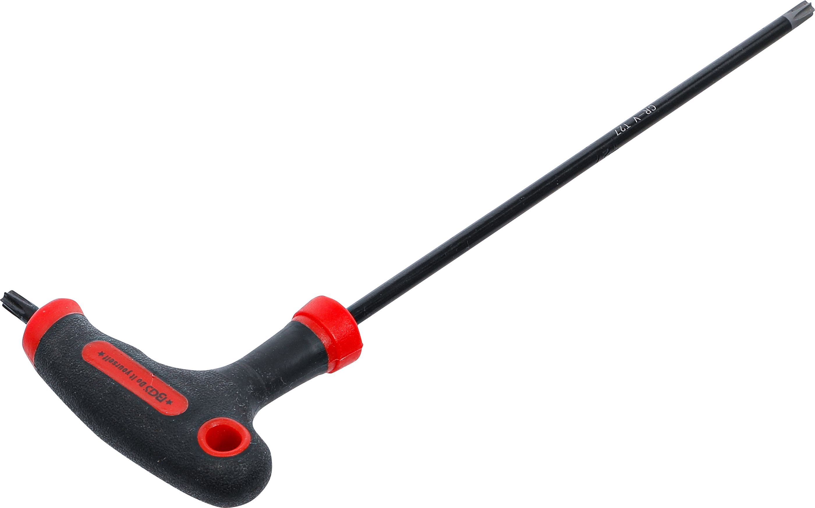BGS Schraubendreher mit T-Griff und seitlicher Klinge | T-Profil (für Torx) mit/ohne Bohrung T27