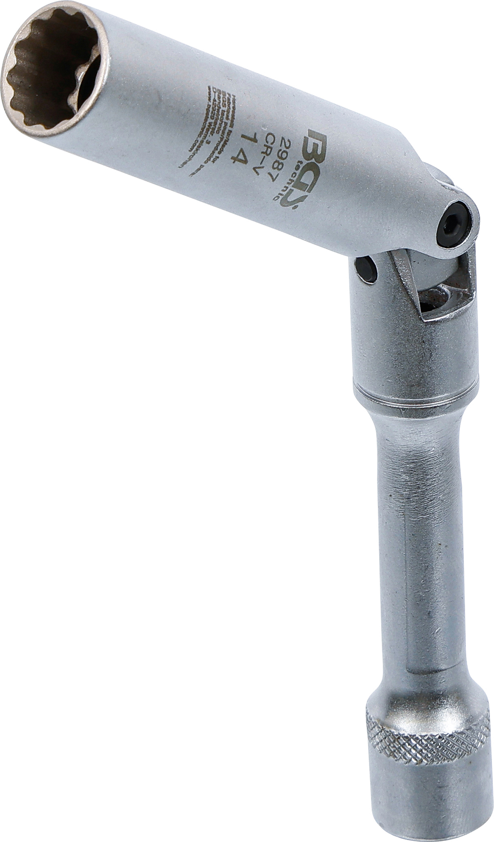 BGS Zündkerzen-Gelenkeinsatz Zwölfkant, extra lang | Antrieb Innenvierkant 10 mm (3/8") | SW 14 mm