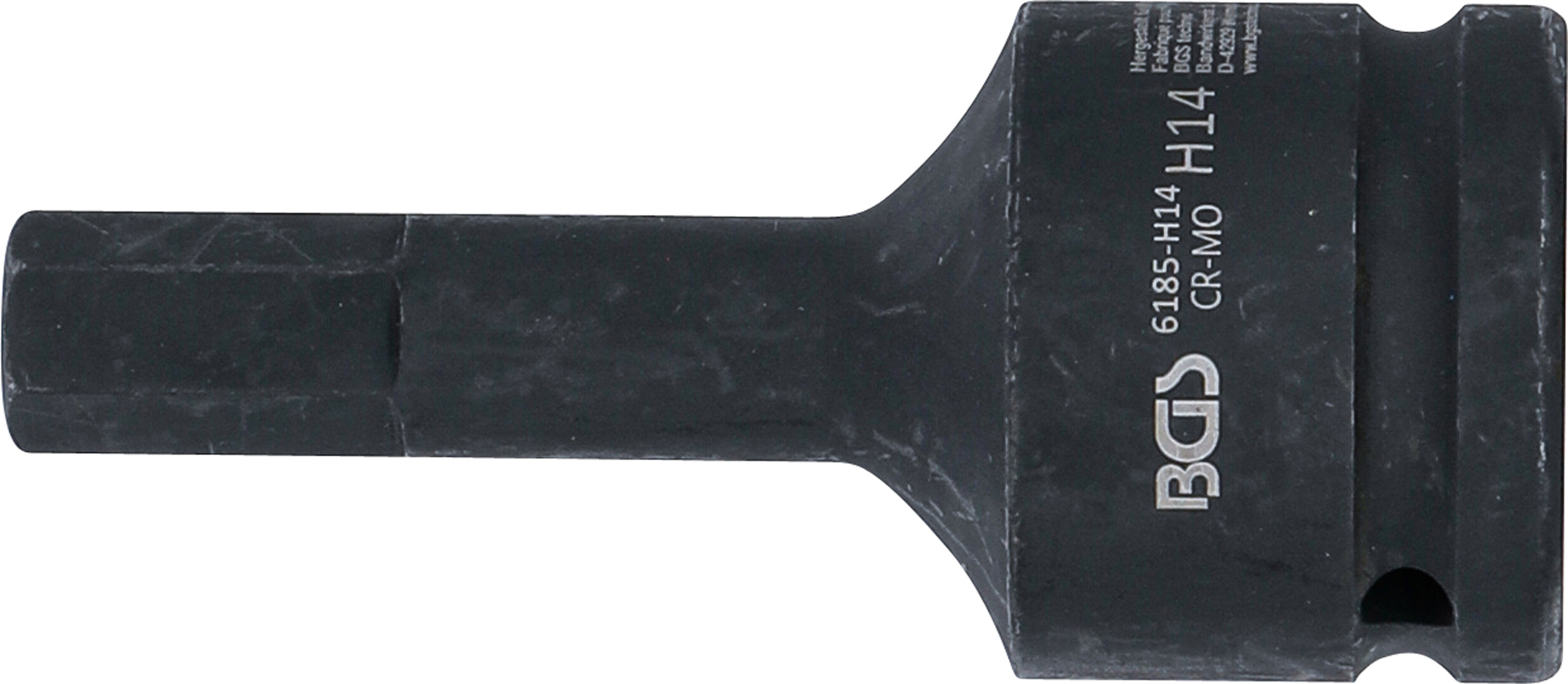 BGS Kraft-Bit-Einsatz | Länge 100 mm | Antrieb Innenvierkant 20 mm (3/4") | Innensechskant 14 mm