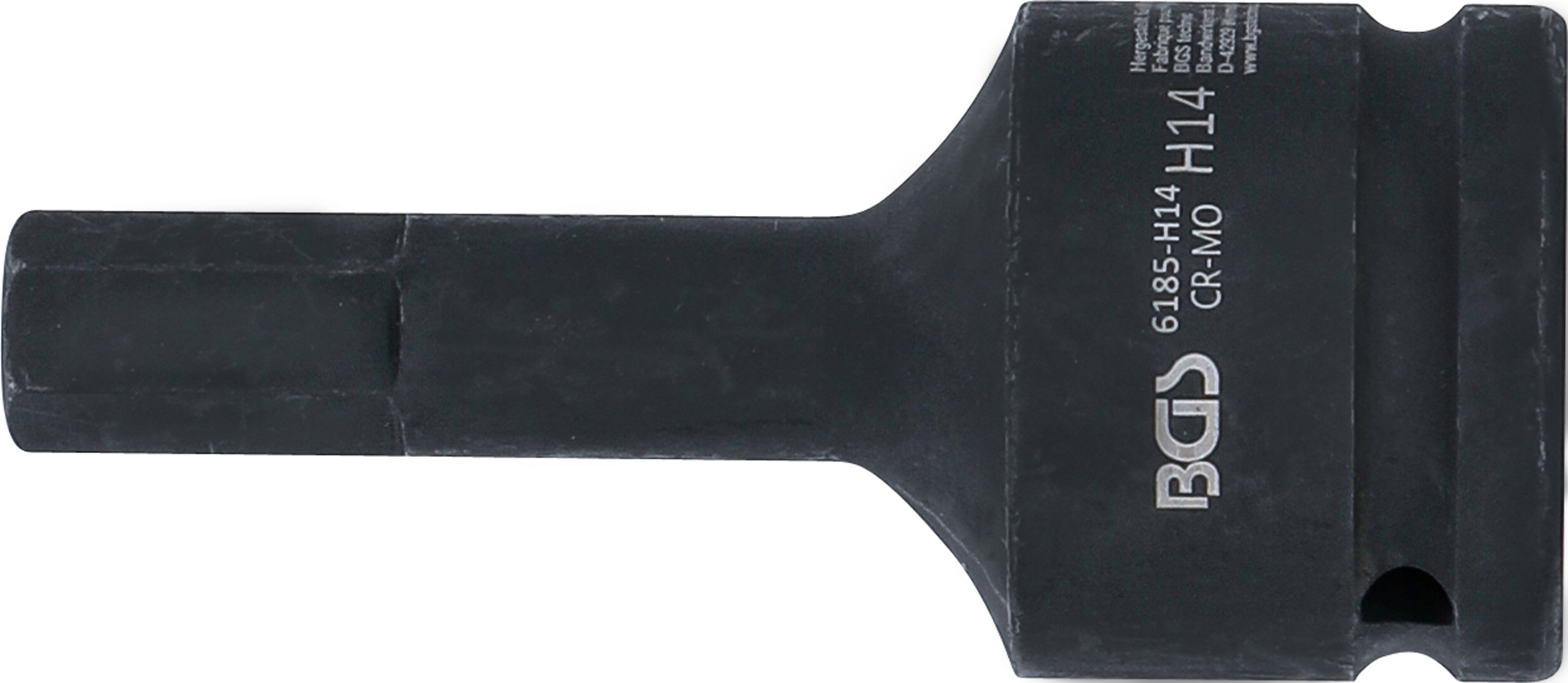 BGS Kraft-Bit-Einsatz | Länge 100 mm | Antrieb Innenvierkant 20 mm (3/4") | Innensechskant 14 mm