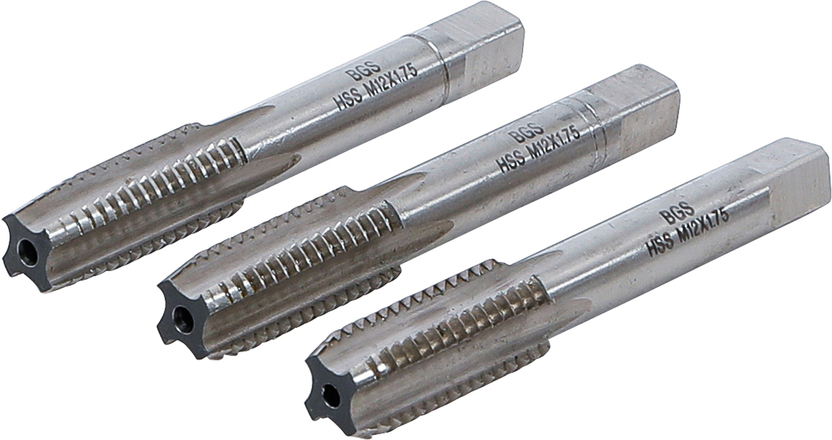 BGS Gewindebohrer-Satz | Vor-, Mittel- und Fertigschneider | HSS-G | M12 x 1,75 | 3-tlg.