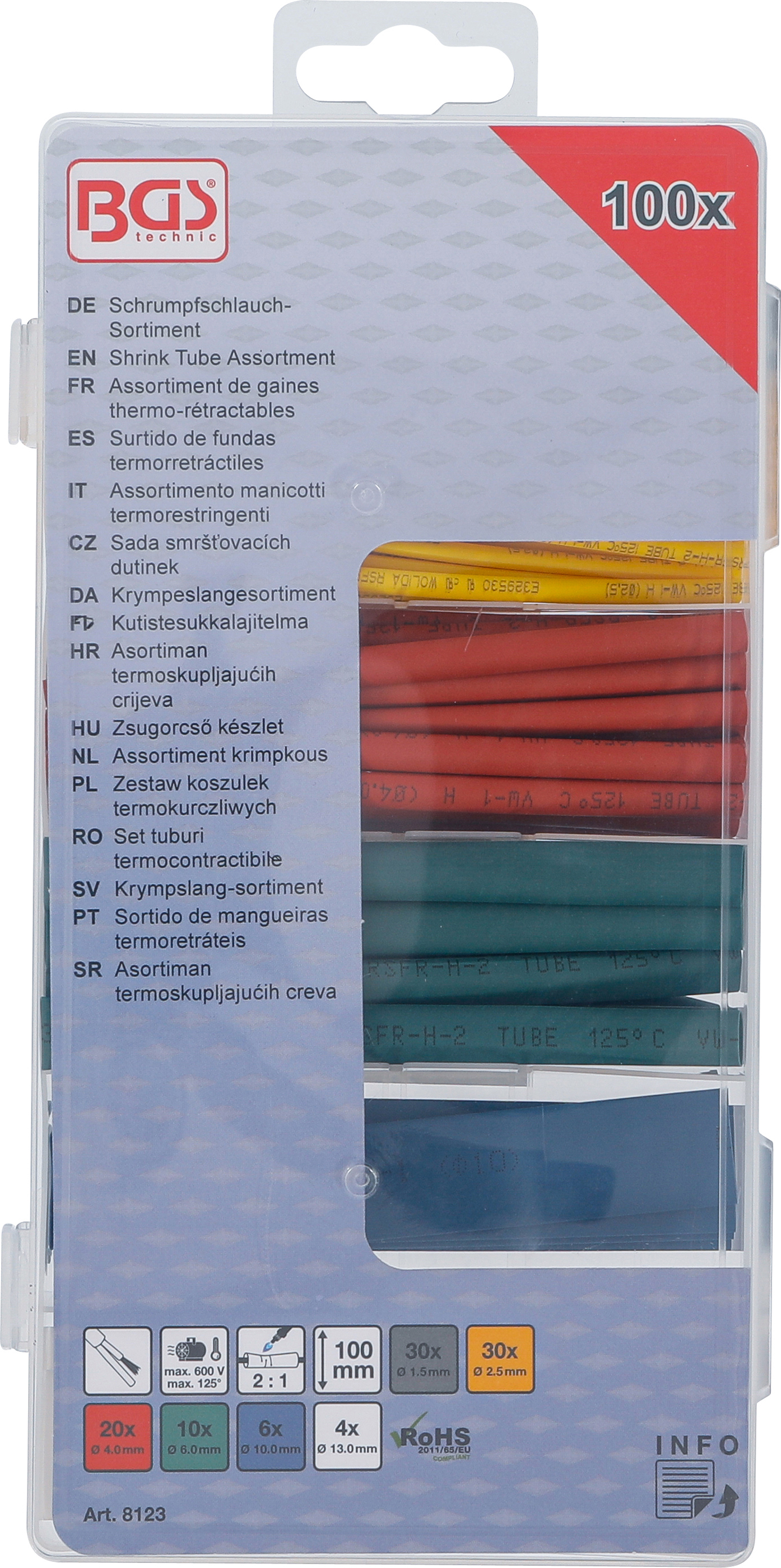 BGS Schrumpfschlauch-Sortiment | farbig | 100-tlg.