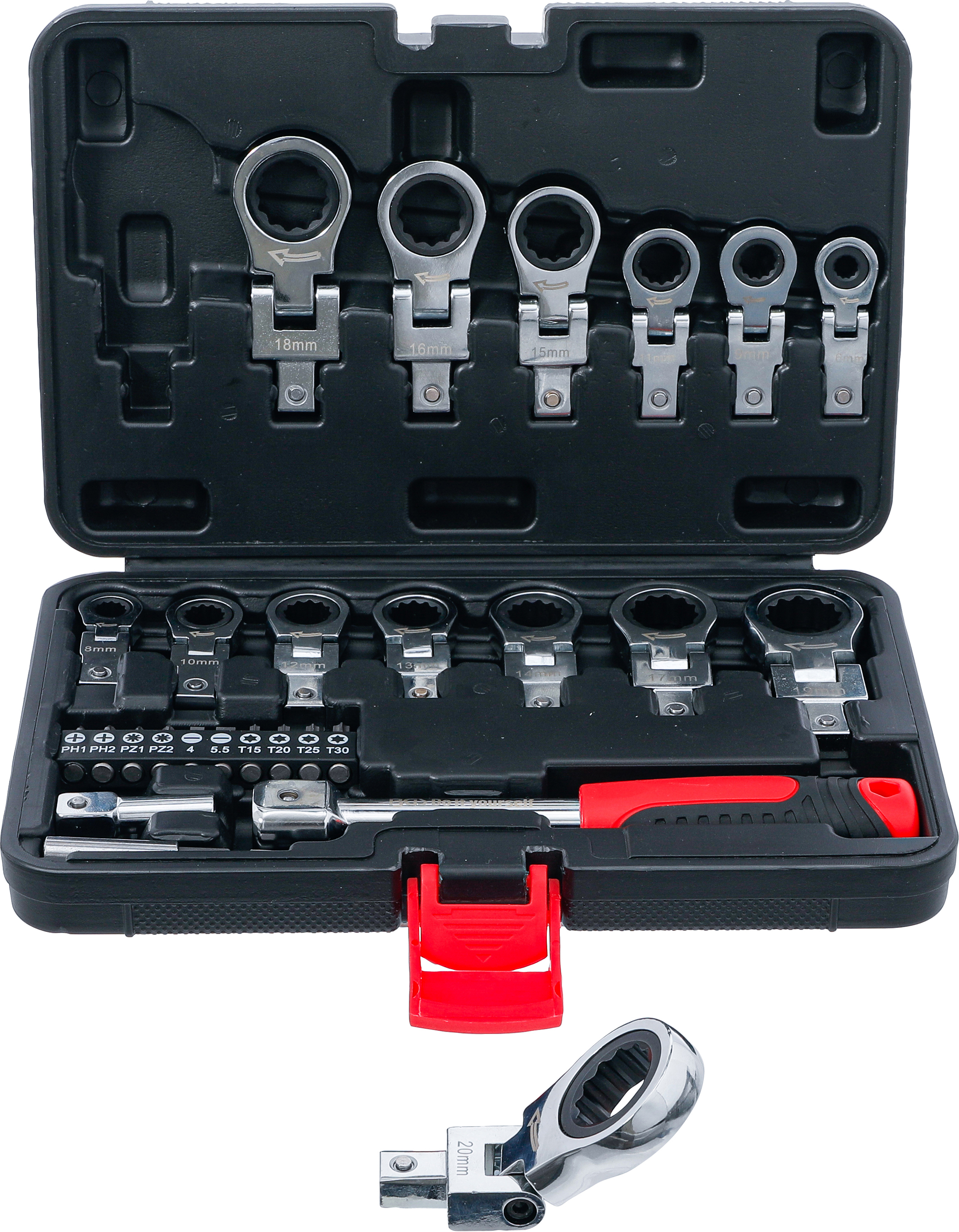 BGS Einsteck-Ratschenring-Schlüssel- und Bit-Satz | 6 - 20 mm | 27-tlg.