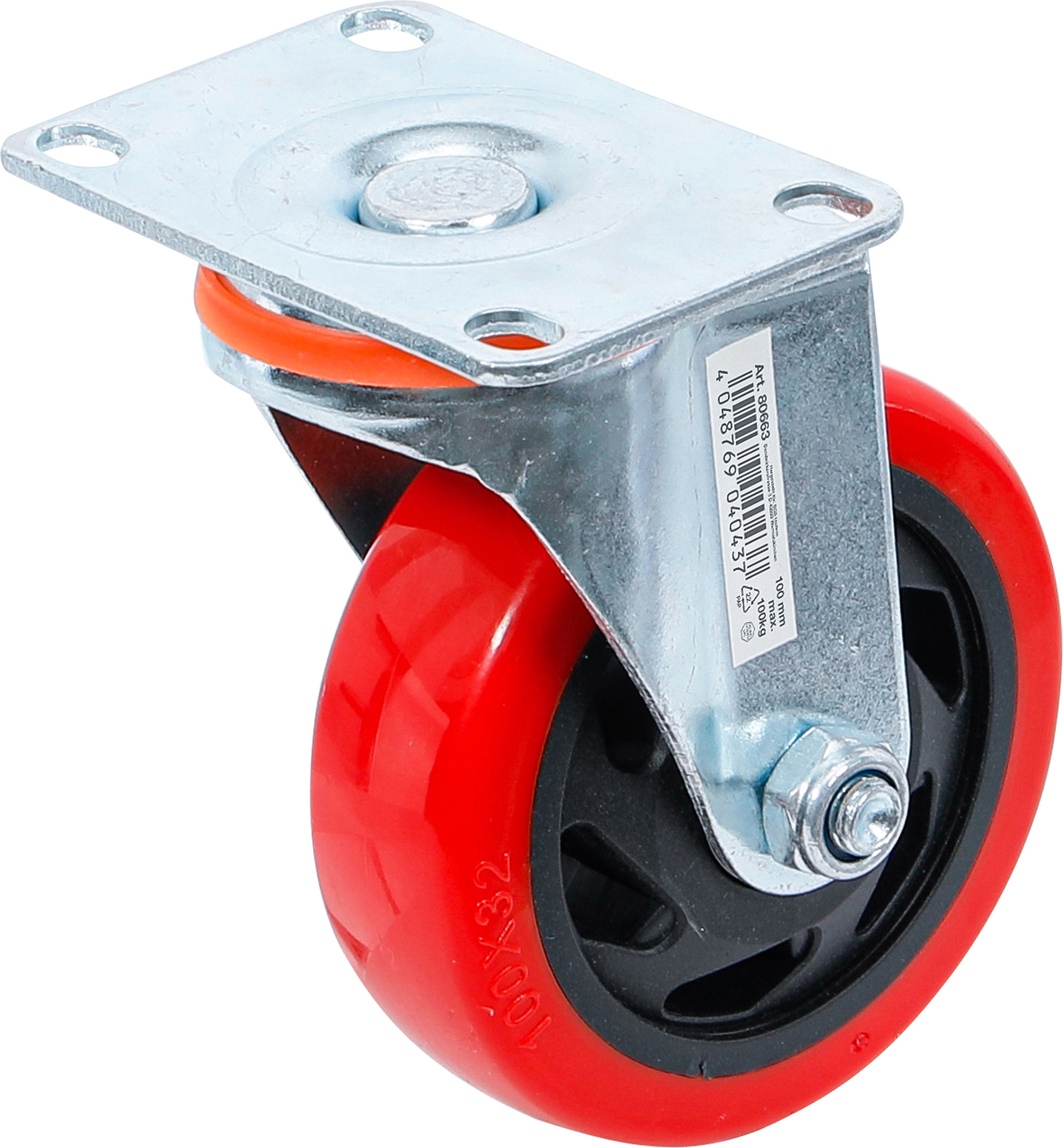 BGS Lenkrolle | rot/schwarz | Ø 100 mm