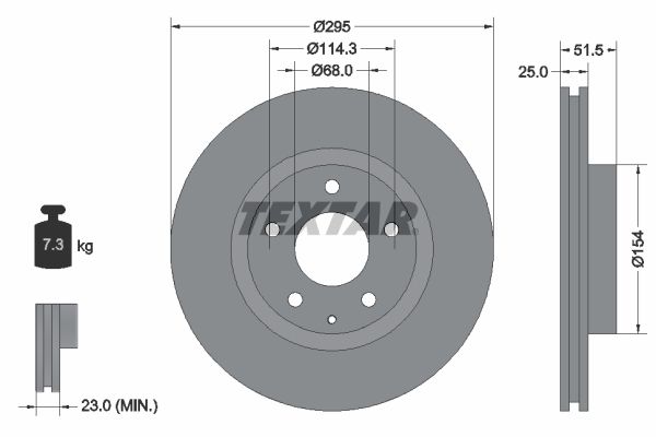 Bremsscheibe 92267603 “TEXTAR 295 mm, 25 mm”
