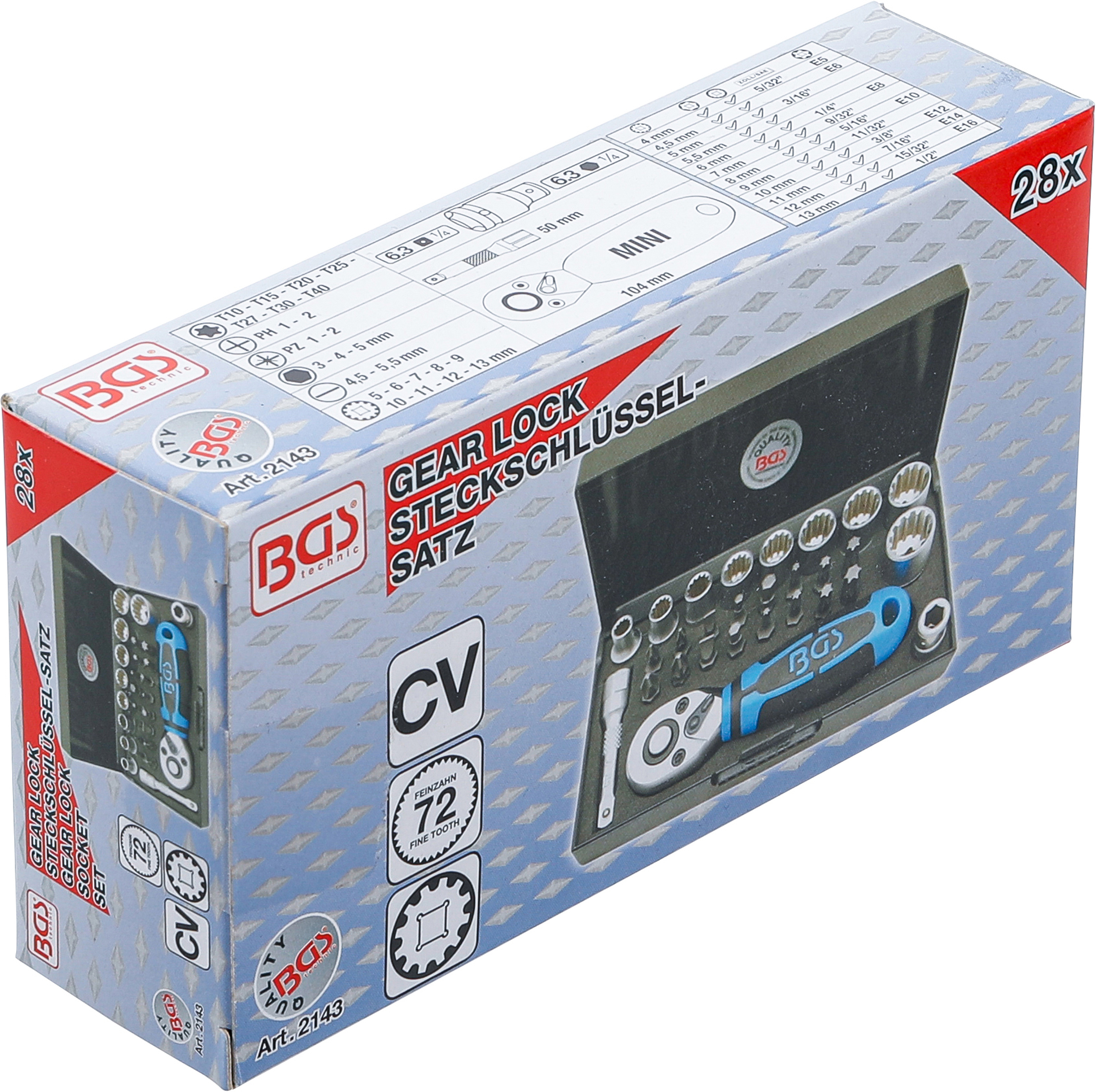 BGS Steckschlüssel-Satz | Antrieb 6,3 mm (1/4") | 28-tlg.