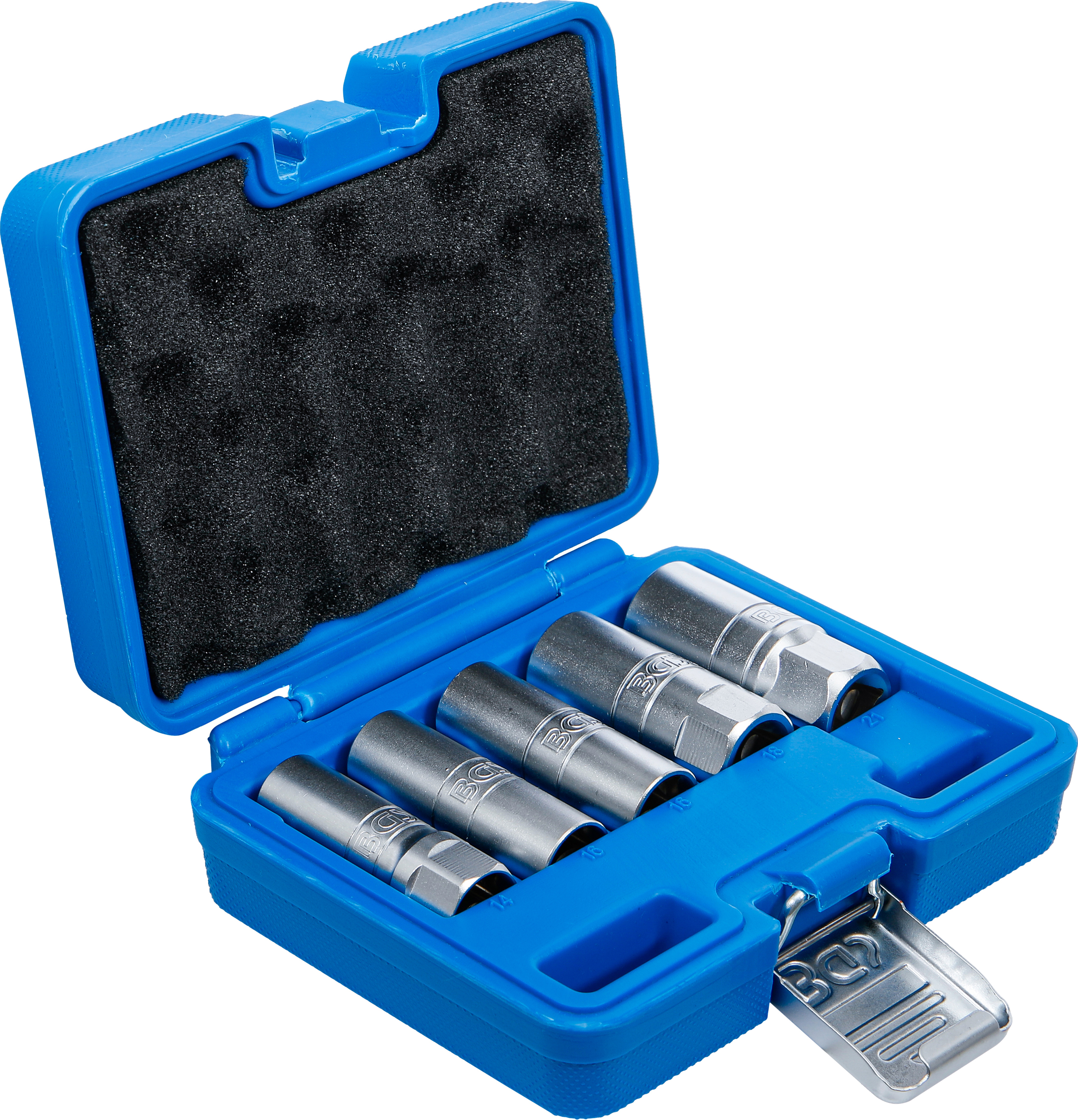 BGS Zündkerzen-Einsatz-Satz Sechskant | Antrieb Innenvierkant 12,5 mm (1/2") | SW 14 - 21 mm | 5-tlg.