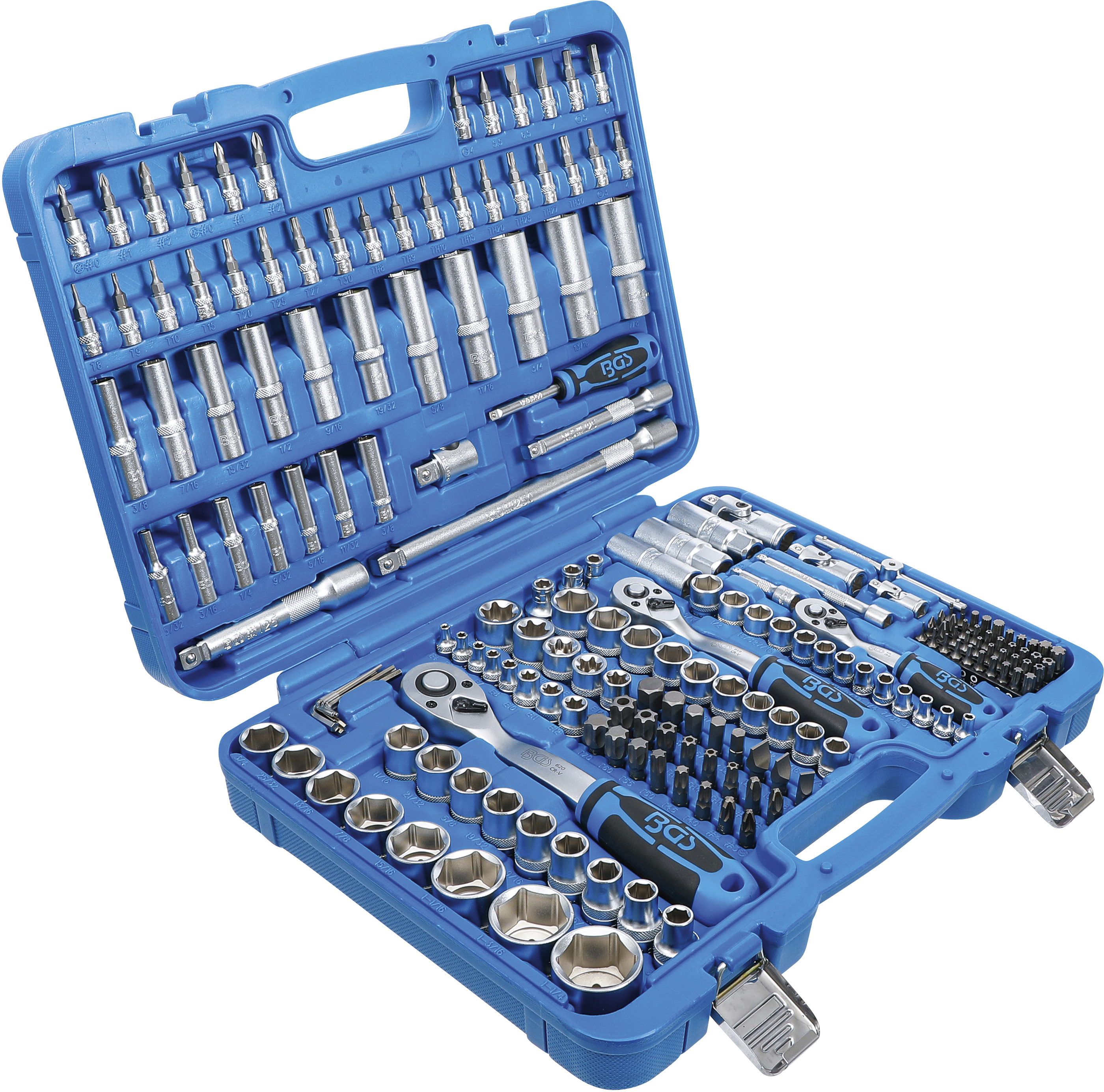 BGS Steckschlüssel-Satz Sechskant | Antrieb 6,3 mm (1/4") / 10 mm (3/8") / 12,5 mm (1/2") | Zollgrößen | 192-tlg. BGS Steckschlüssel-Satz Sechskant | Antrieb 6,3 mm (1/4") / 10 mm (3/8") / 12,5 mm (1/2") | Zollgrößen | 192-tlg.