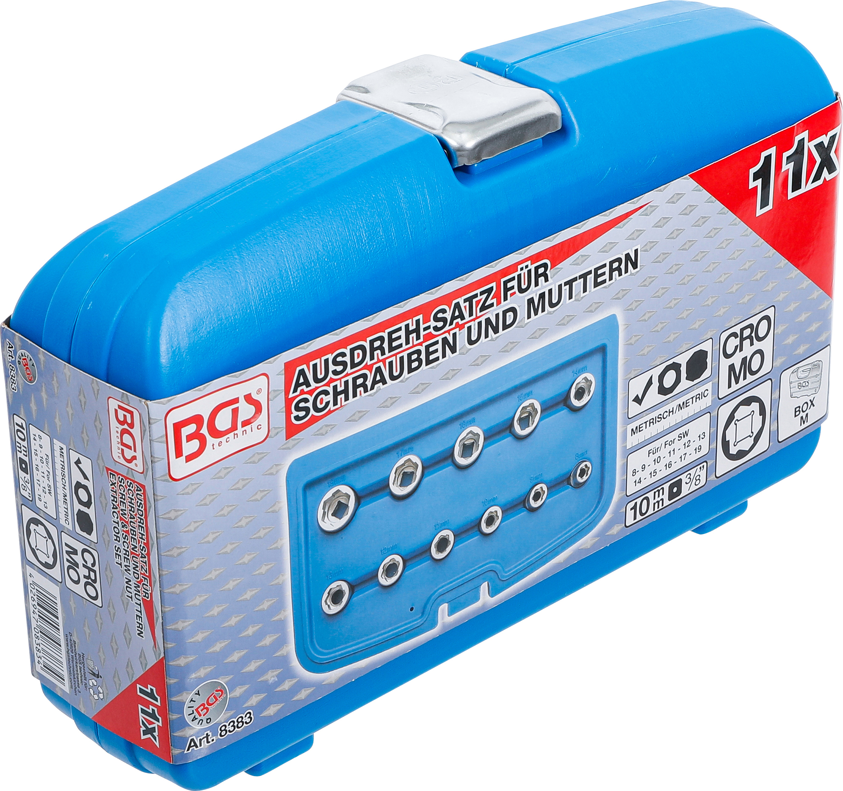 BGS Ausdreh-Satz für Schrauben und Muttern | 10 mm (3/8") | metrisch | 11-tlg.