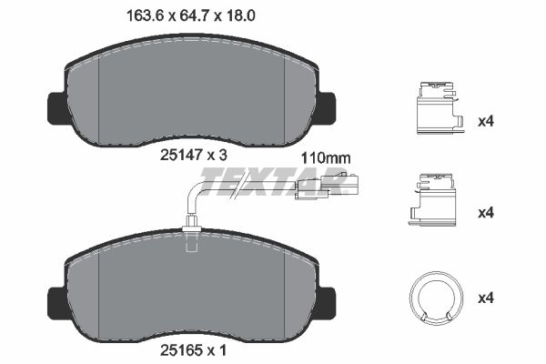 Bremsbelagsatz, Scheibenbremse
