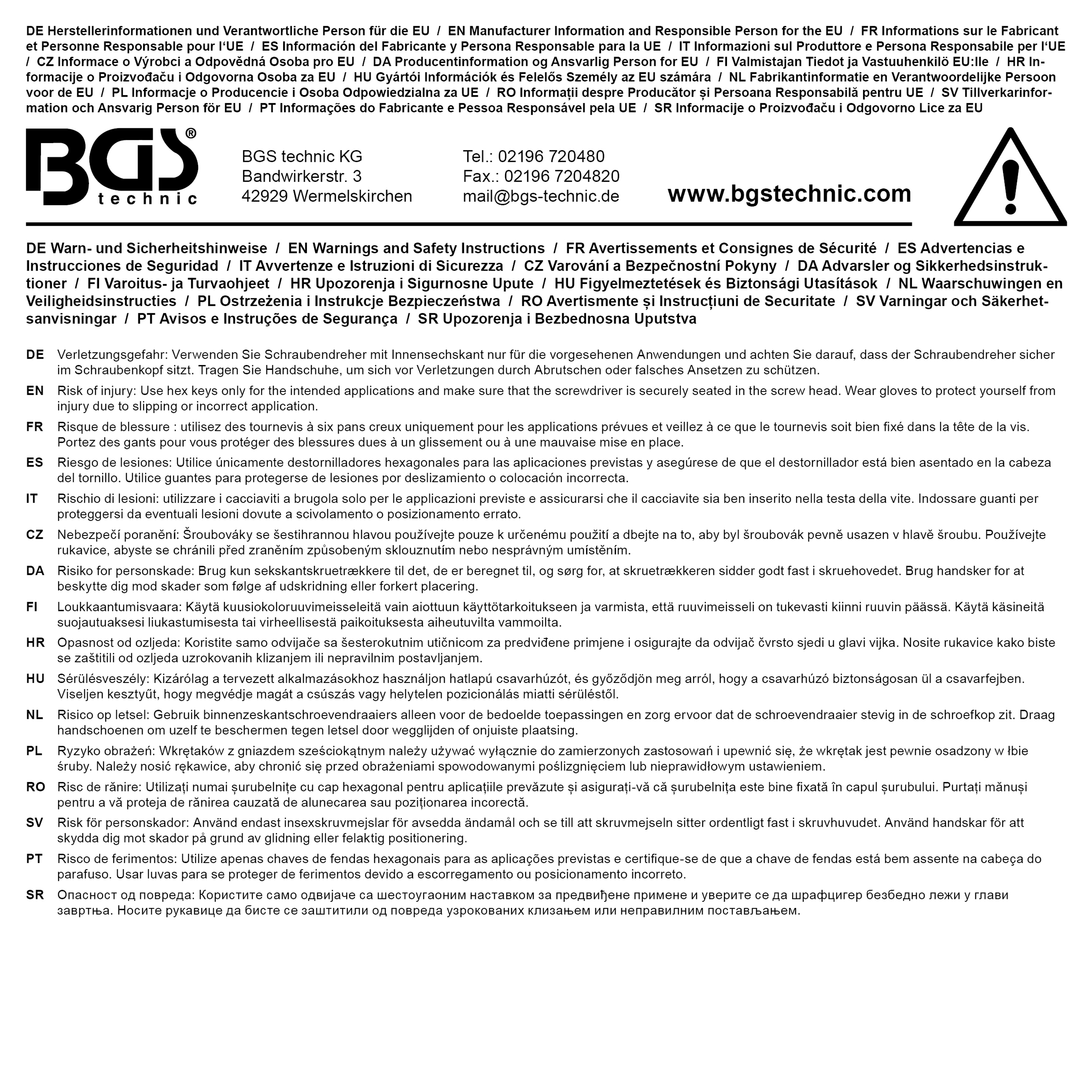 BGS Schraubendreher | Innensechskant 2 mm | Klingenlänge 75 mm