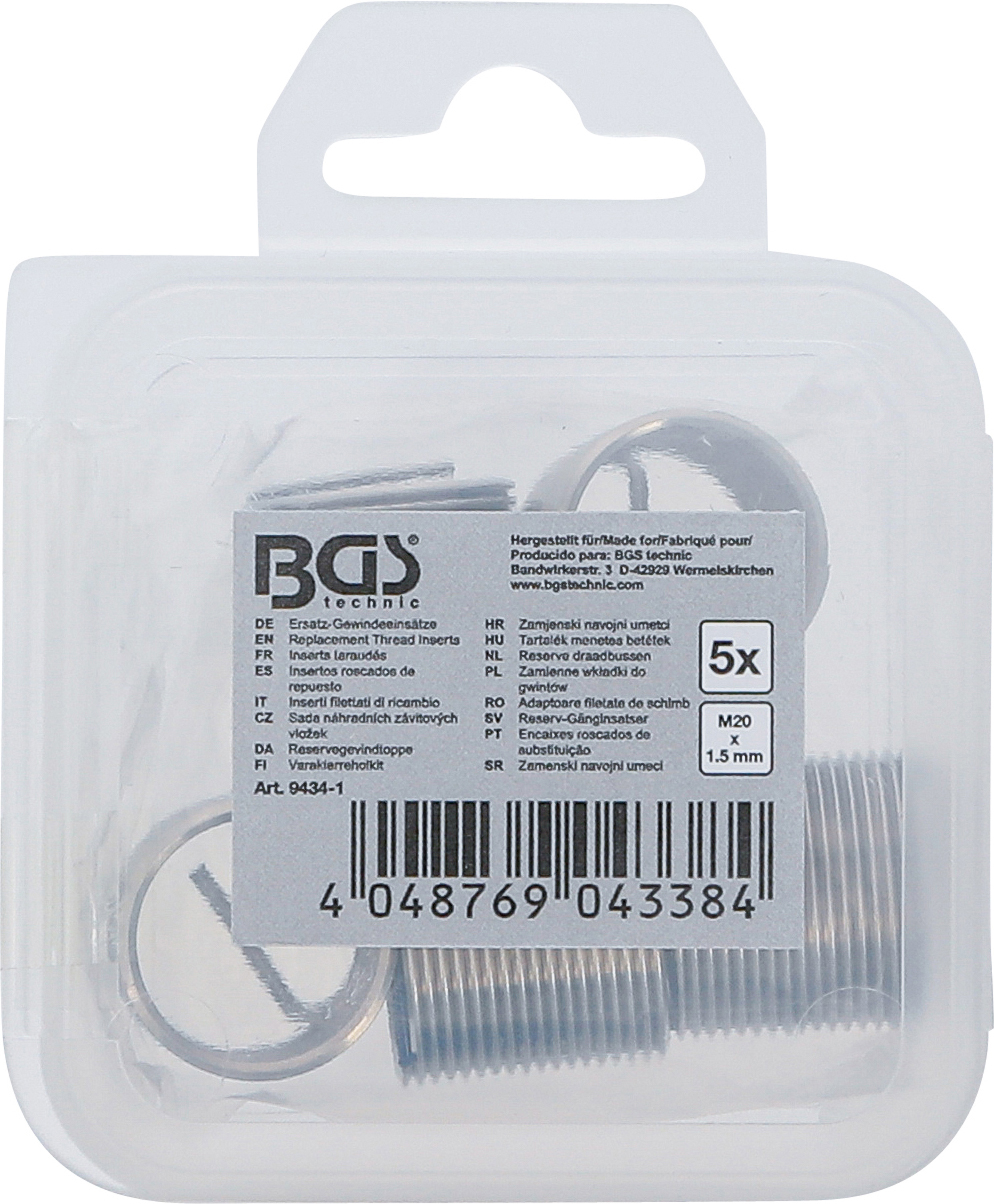 BGS Ersatz-Gewindeeinsätze | M20 x 1,5 mm | 5-tlg. BGS Ersatz-Gewindeeinsätze | M20 x 1,5 mm | 5-tlg.