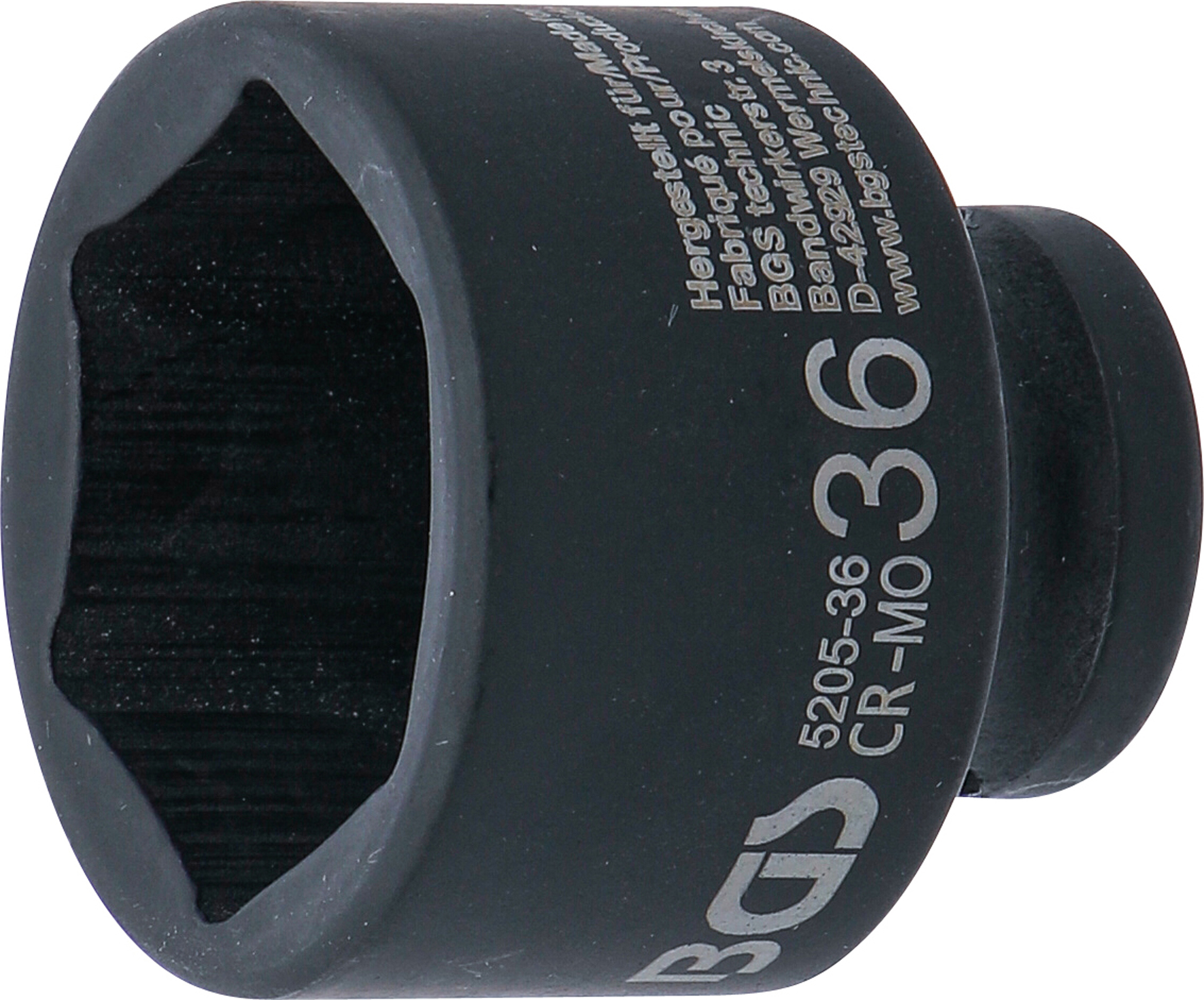 BGS Kraft-Steckschlüssel-Einsatz Sechskant | Antrieb Innenvierkant 12,5 mm (1/2") | SW 36 mm