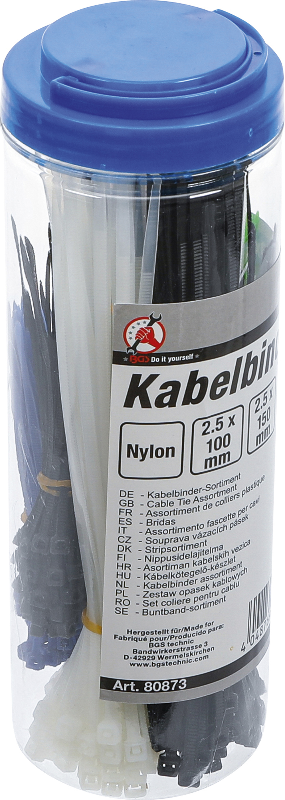 BGS Kabelbinder-Sortiment | farbig | 100 - 150 - 200 mm | 450-tlg.