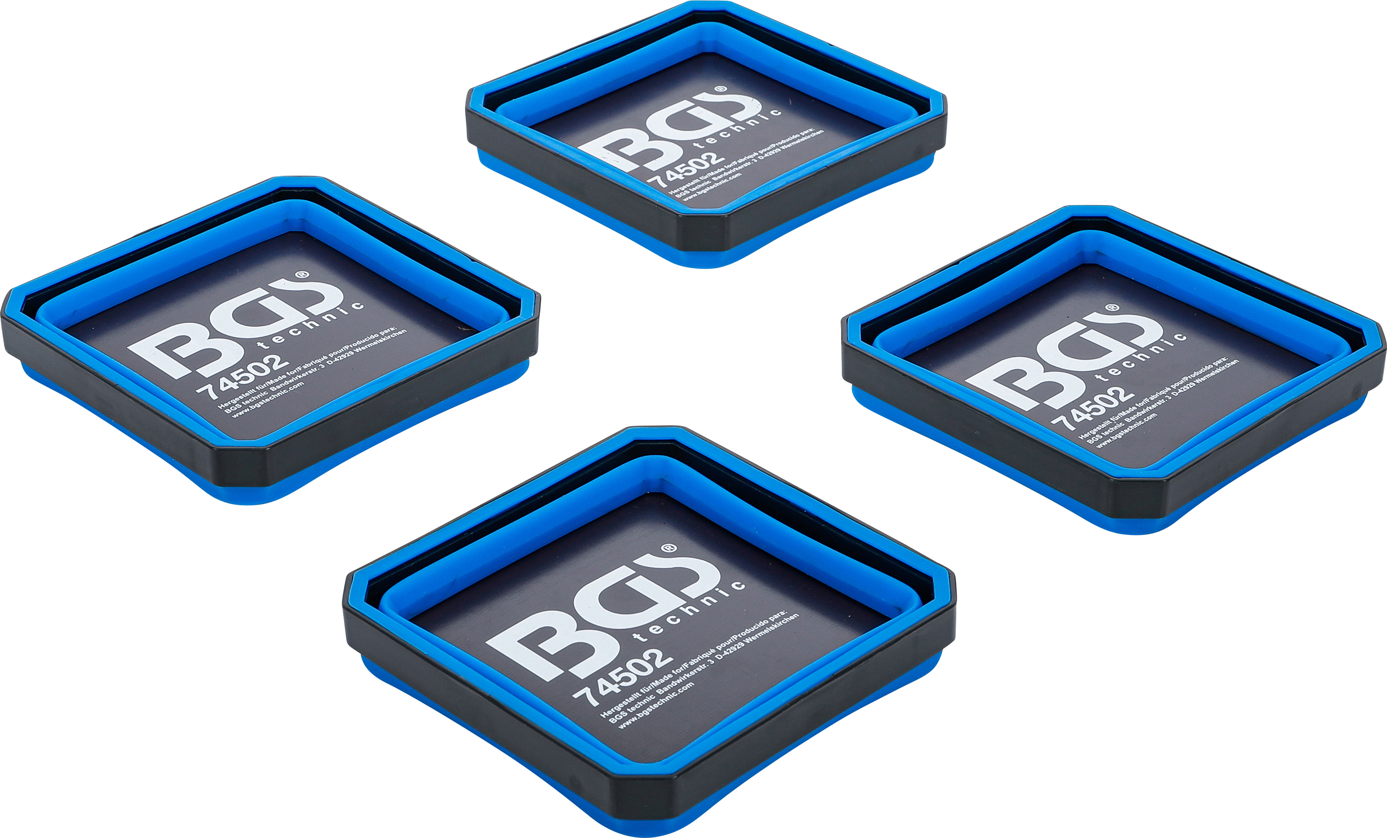 BGS Magnet-Haftschalen-Satz | Silikon | faltbar | 115 x 115 x 50 mm | 4-tlg.