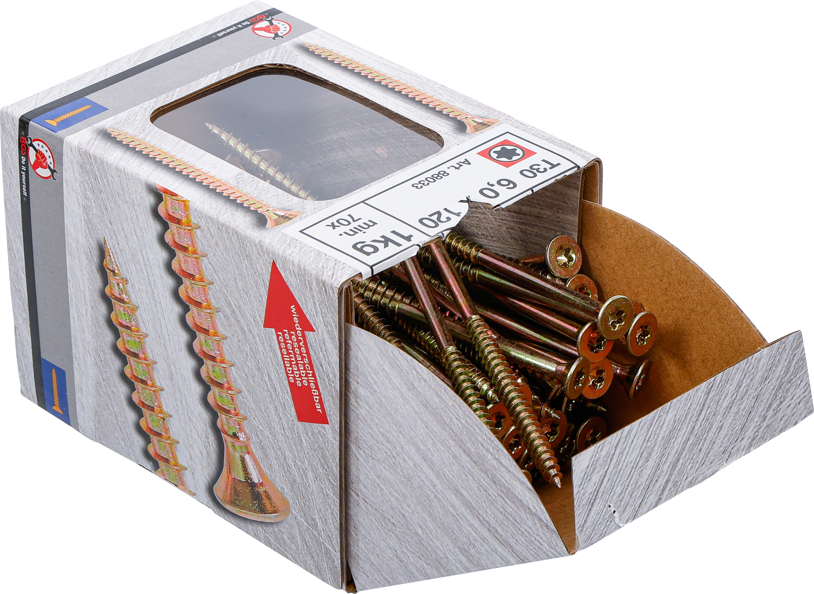 BGS Mehrzweckschrauben | T-Profil ( für Torx) T30 | 6,0 x 120 mm | 1 kg / 70 Stück