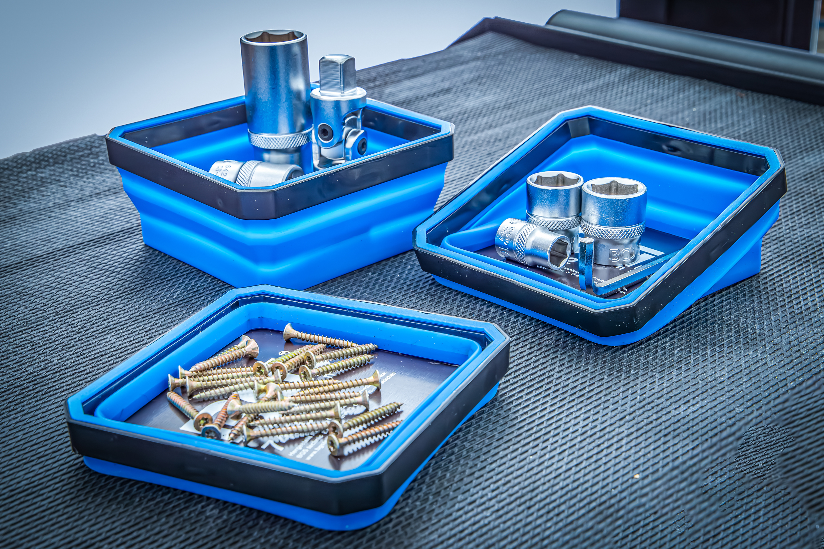 BGS Magnet-Haftschalen-Satz | Silikon | faltbar | 115 x 115 x 50 mm | 4-tlg.