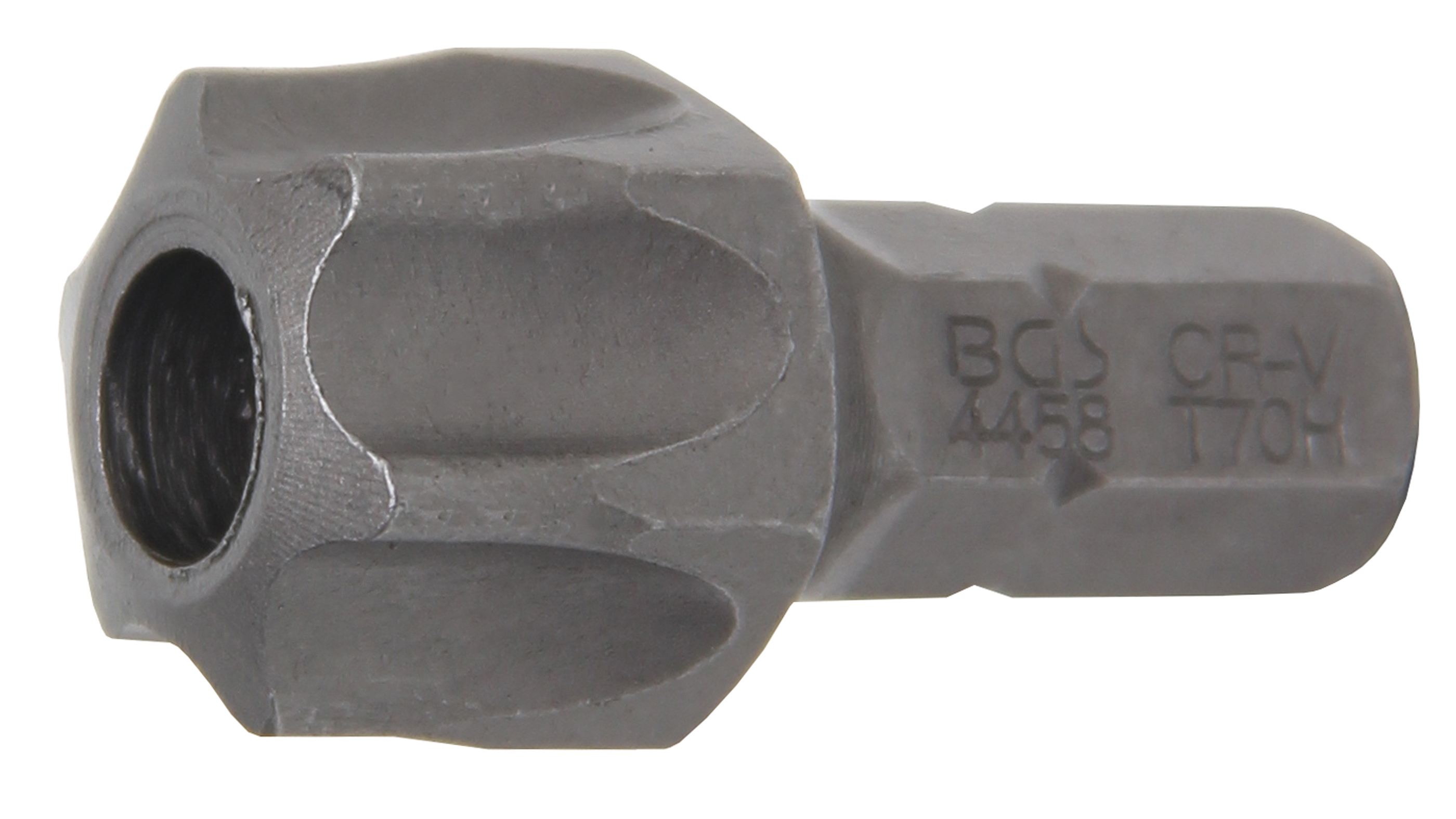 BGS Bit | Länge 30 mm | Antrieb Außensechskant 8 mm (5/16") | T-Profil (für Torx) mit Bohrung T70