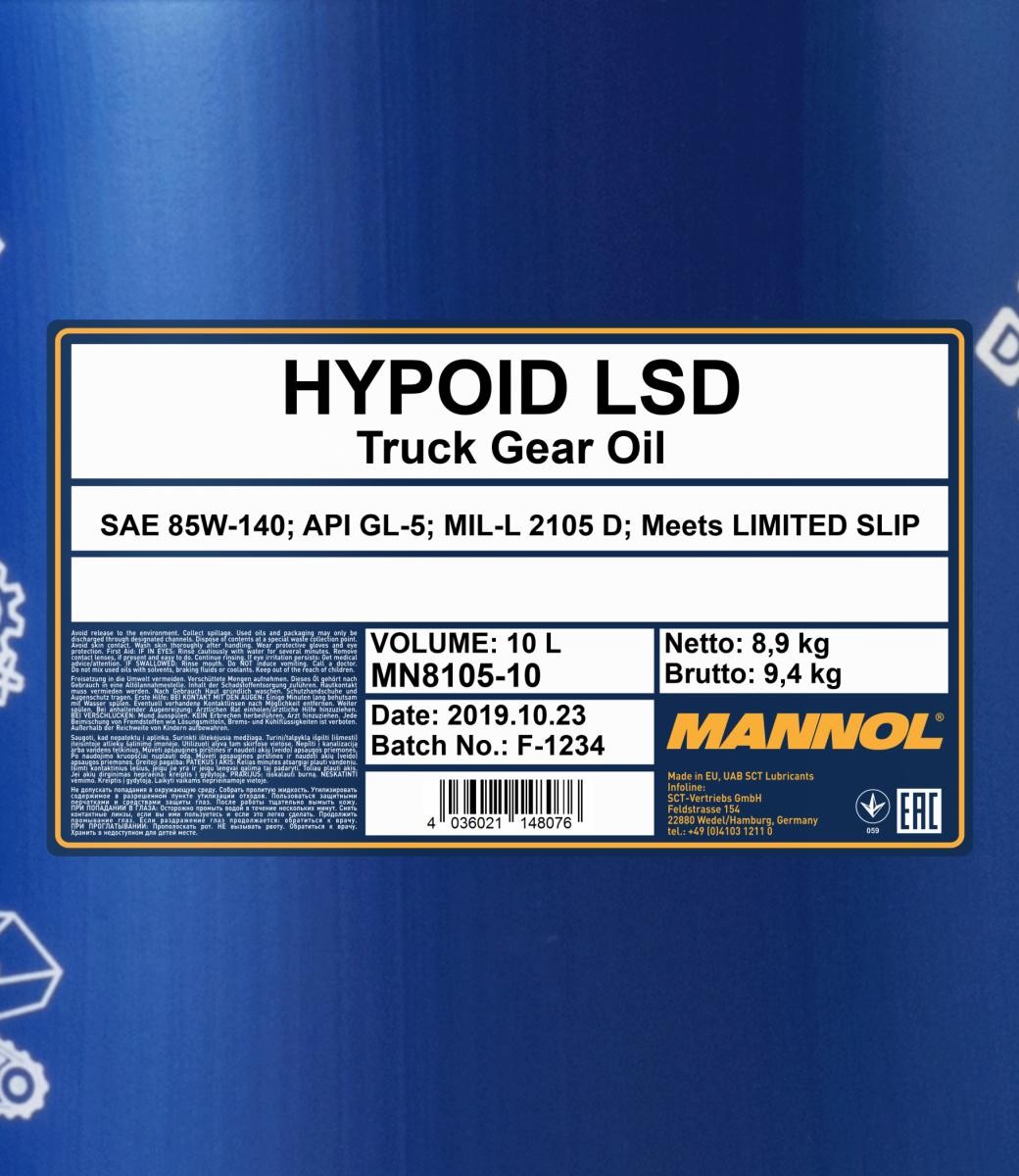 85W-140 Mannol 8105 Hypoid LSD GL-5 LS Getriebeöl 10 Liter