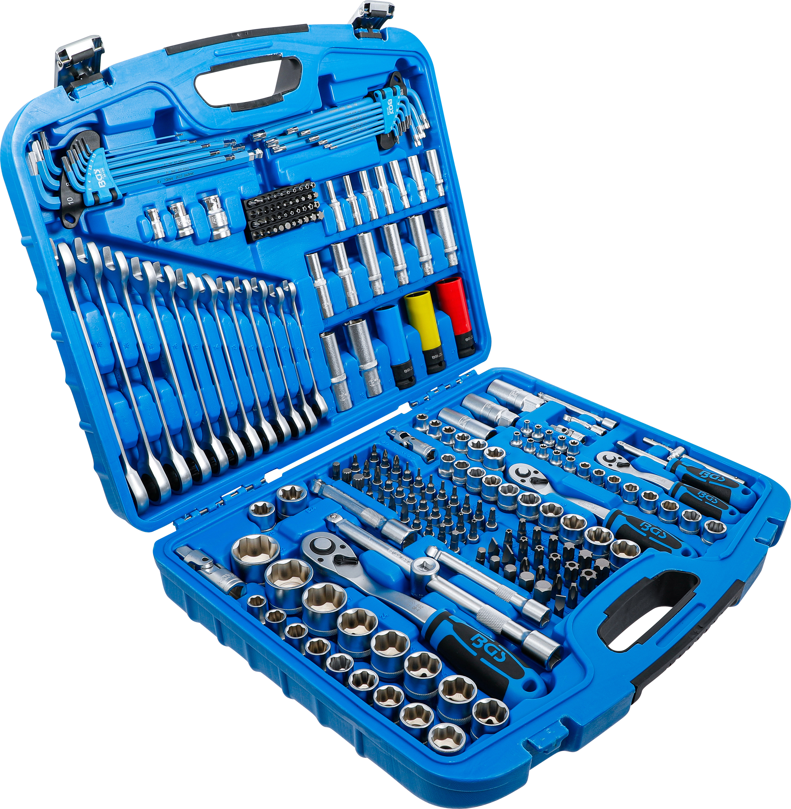 BGS Steckschlüssel-Satz Wellenprofil | Antrieb 6,3 mm (1/4") / 10 mm (3/8") / 12,5 mm (1/2") | 218-tlg.