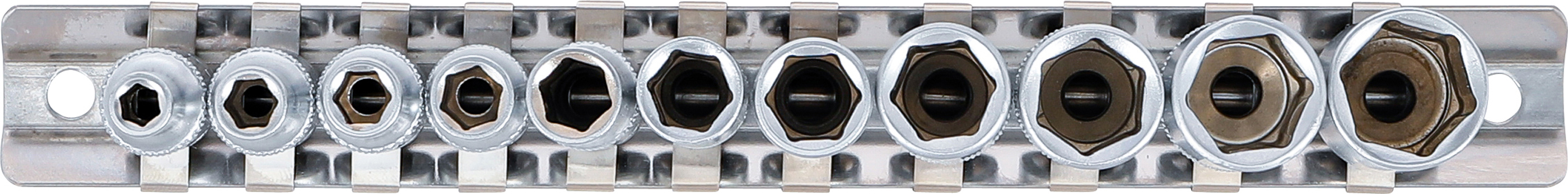 BGS Steckschlüssel-Einsatz-Satz Sechskant, tief | Antrieb Innenvierkant 6,3 mm (1/4") | SW 4 - 13 mm | 11-tlg.