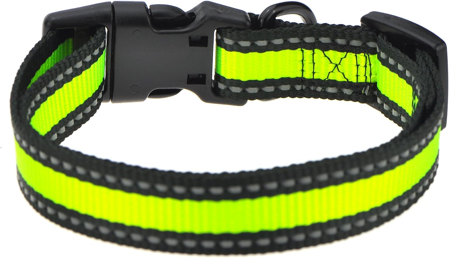 Mile High Life Nacht reflektierende 2 Streifen 3 Colorways Nylon Hundehalsband (neongrün/schwarz, Super Kleiner Hals 22cm-35cm - 9KG)
