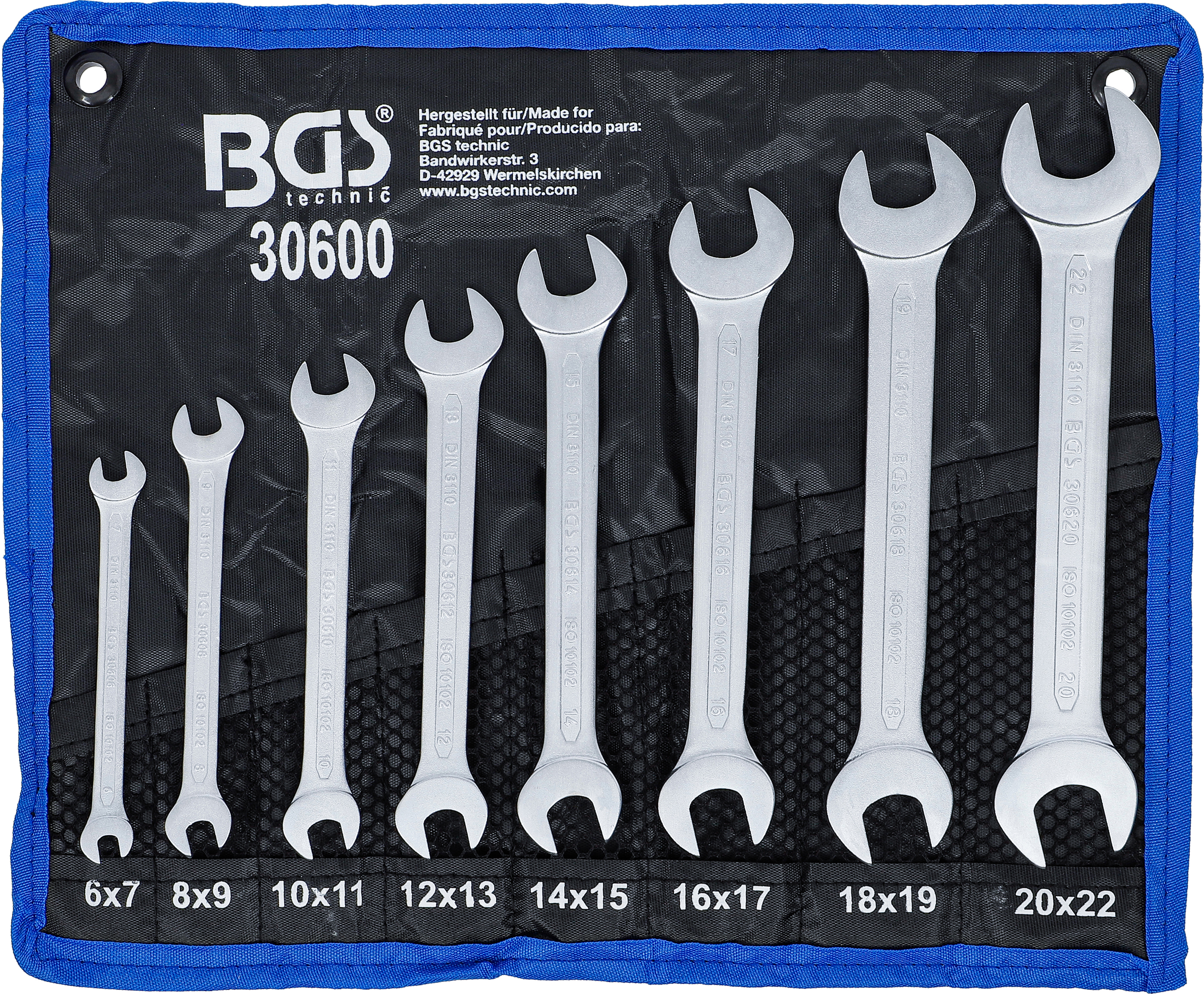 BGS Doppel-Maulschlüssel-Satz | SW 6 - 22 mm | 8-tlg.