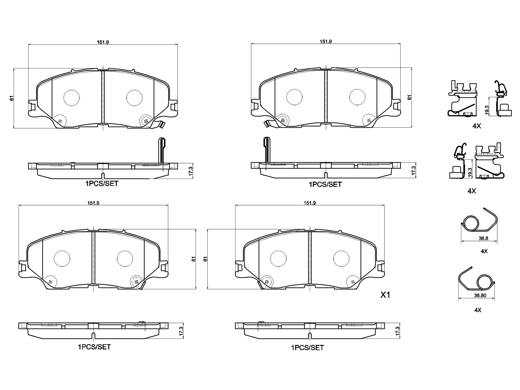 Bremsbelagsatz, Scheibenbremse
