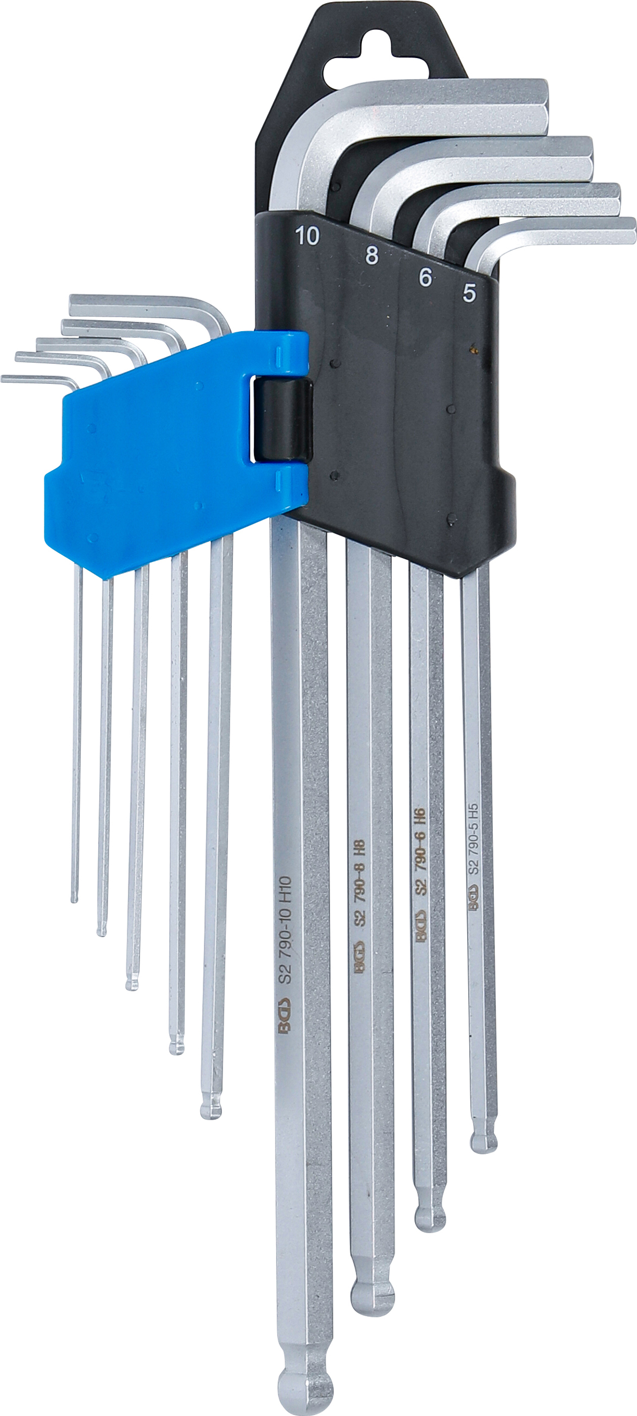 BGS Winkelschlüssel-Satz | extra lang | Innensechskant / Innensechskant mit Kugelkopf 1,5 - 10 mm | 9-tlg.