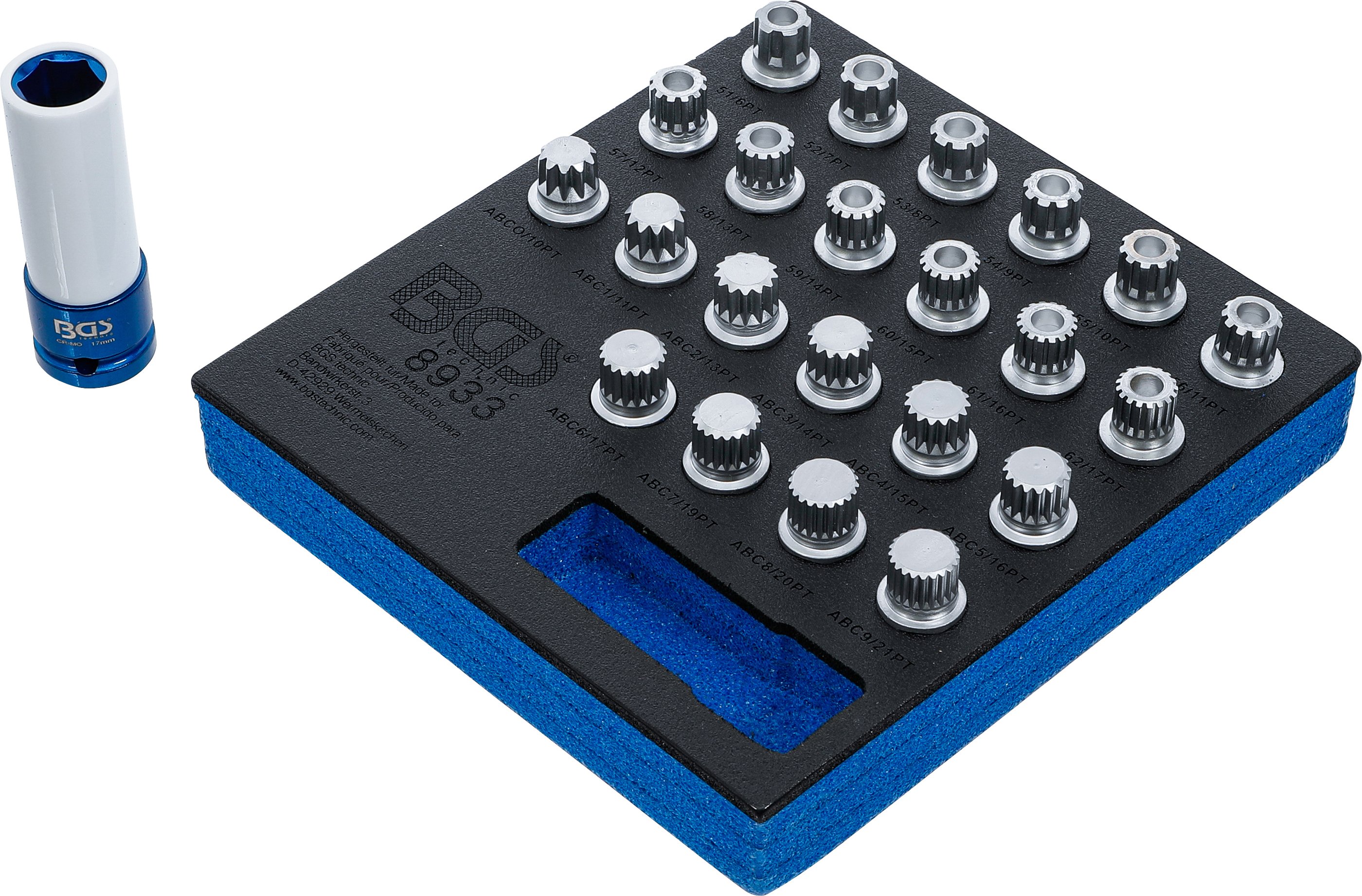 BGS Werkstattwageneinlage 1/6: Felgenschloss-Werkzeug-Satz für VAG | 23-tlg.