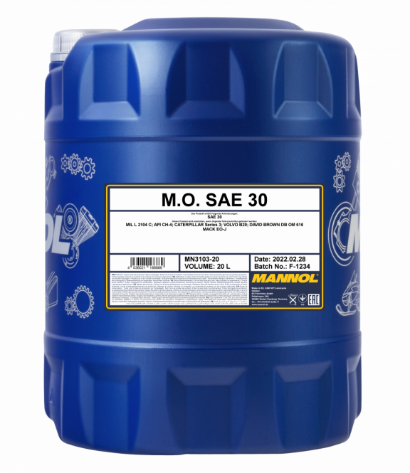 Mannol 3103 M.O. SAE 30 Single Grade Engine Oil Einbereichs Motoröl 20 Liter