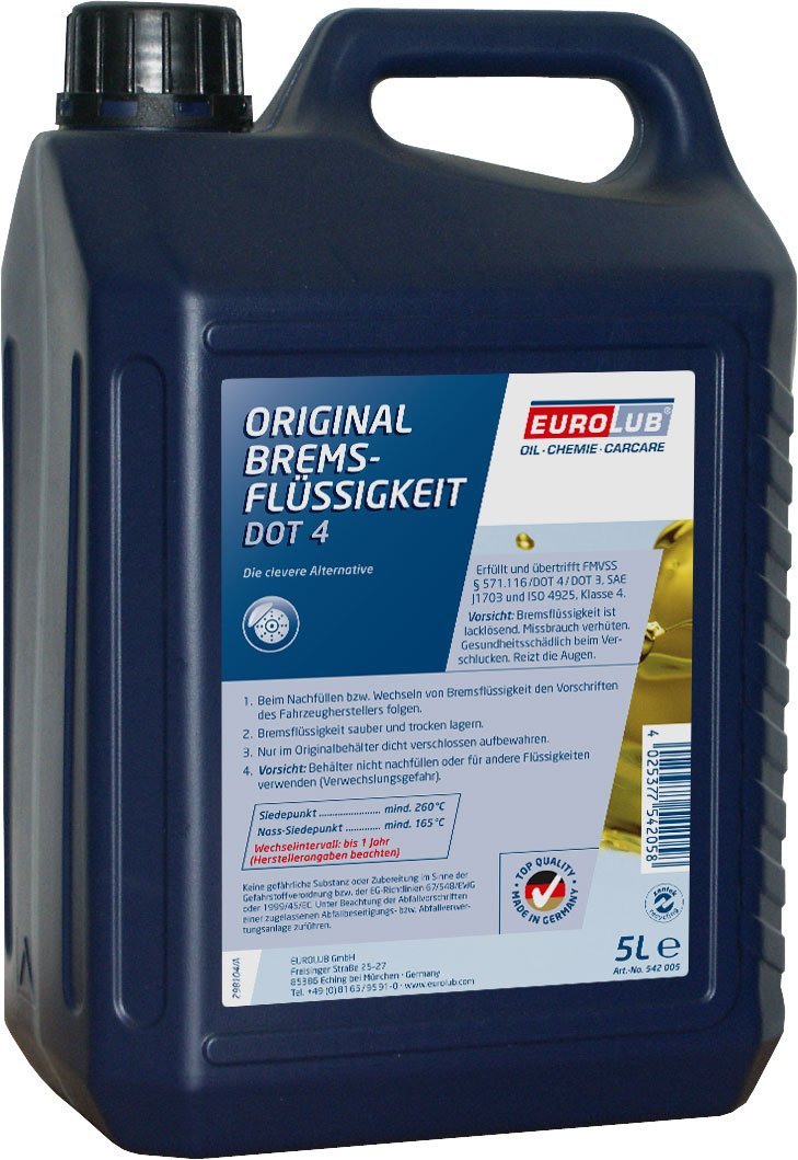 Eurolub Bremsflüssigkeit DOT-4 Brake Fluid 5 Liter