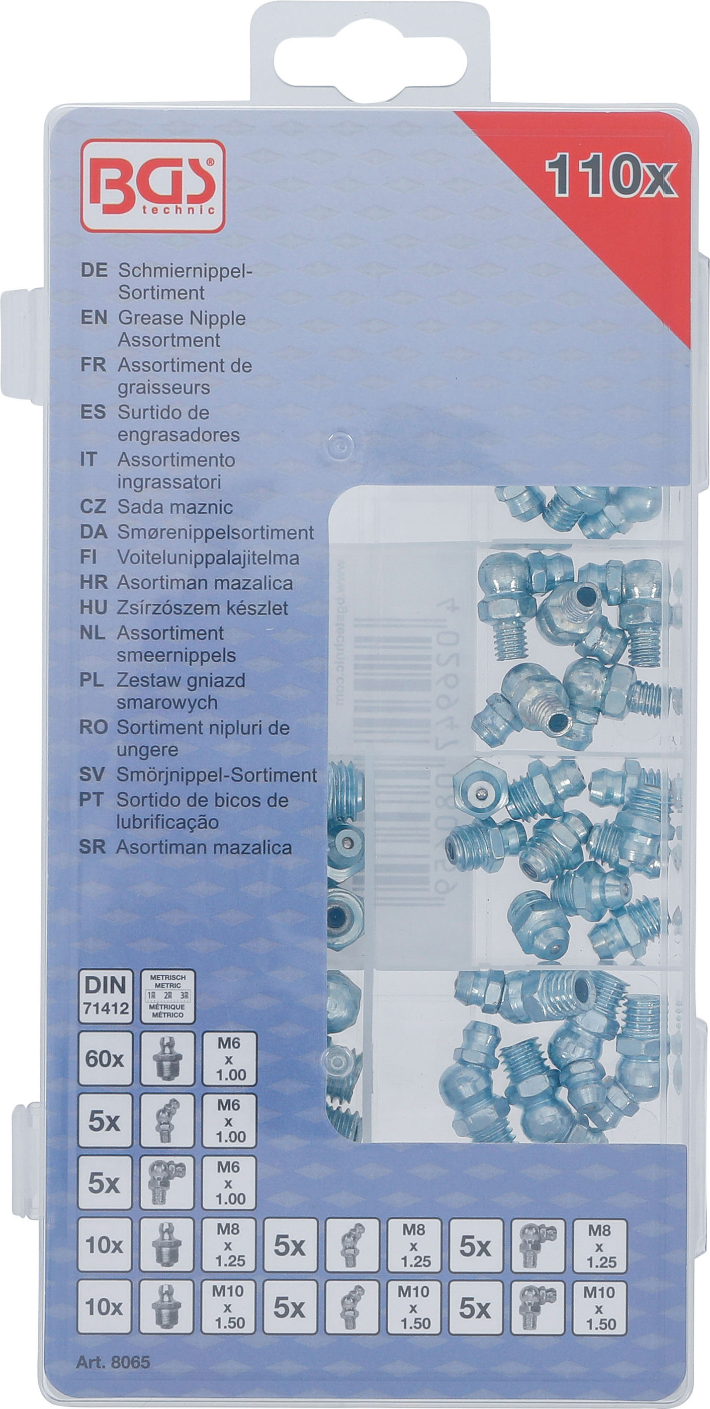 BGS Schmiernippel-Sortiment | 110-tlg.