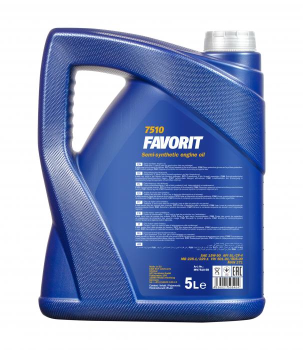 15W-50 Mannol 7510 Favorit Motoröl 5 Liter