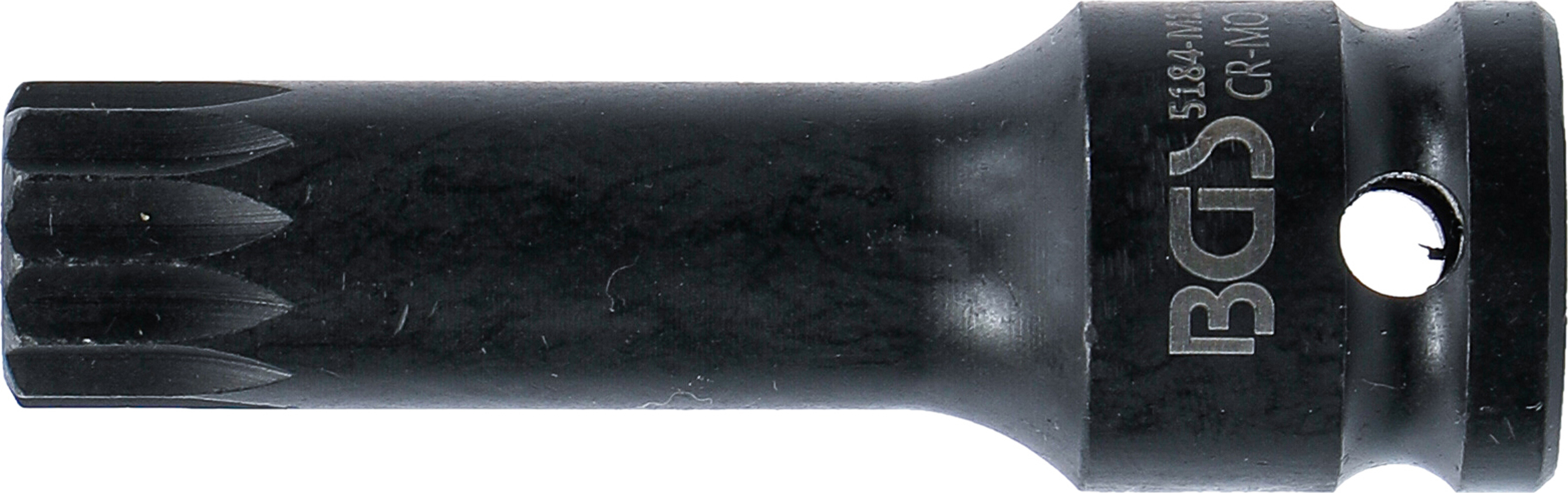 BGS Kraft-Bit-Einsatz | Länge 78 mm | Antrieb Innenvierkant 12,5 mm (1/2") | Innenvielzahn (für XZN) M18
