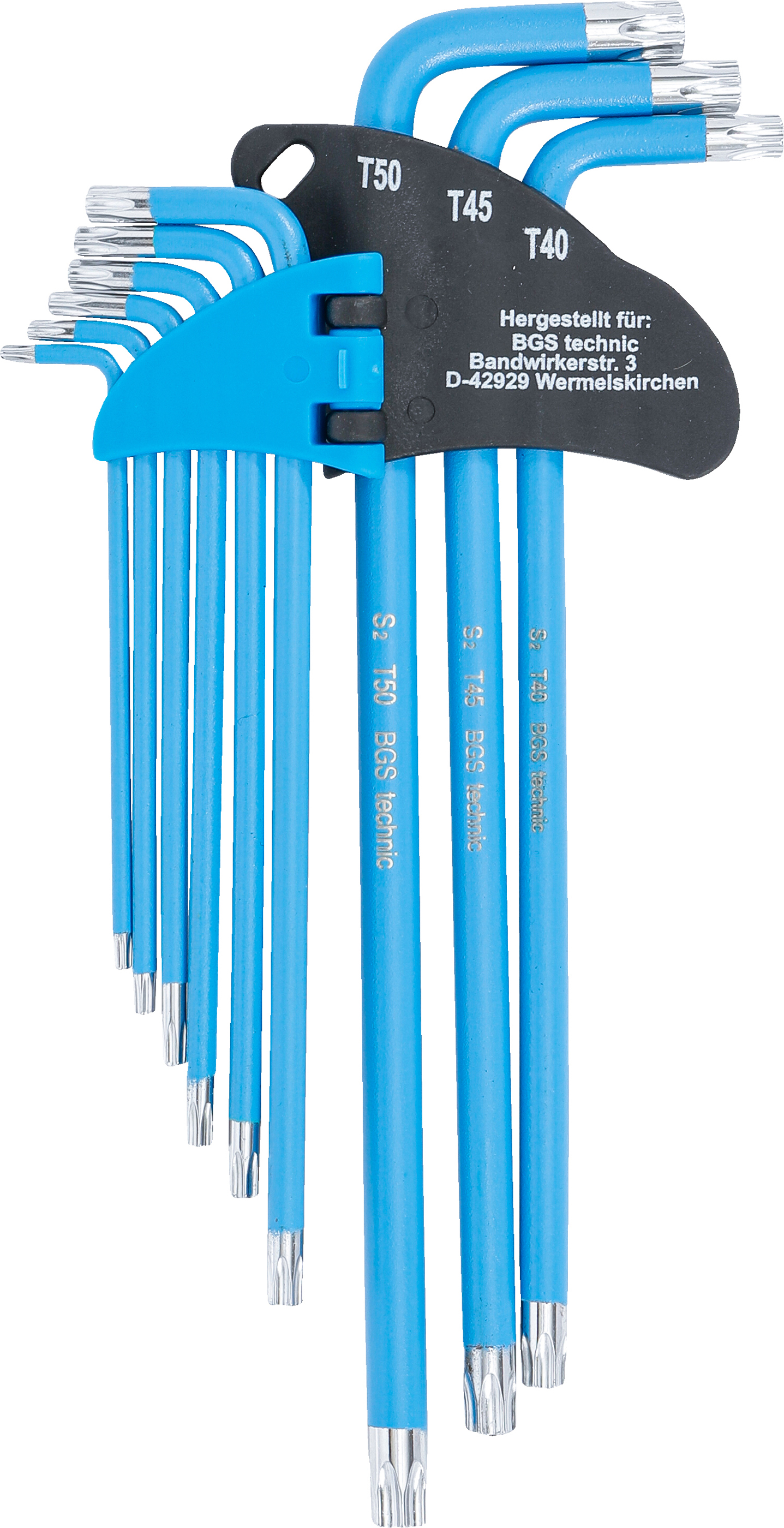 BGS Winkelschlüssel-Satz | T-Profil (für Torx) / T-Profil (für Torx) mit Bohrung T10 - T50 | 9-tlg.