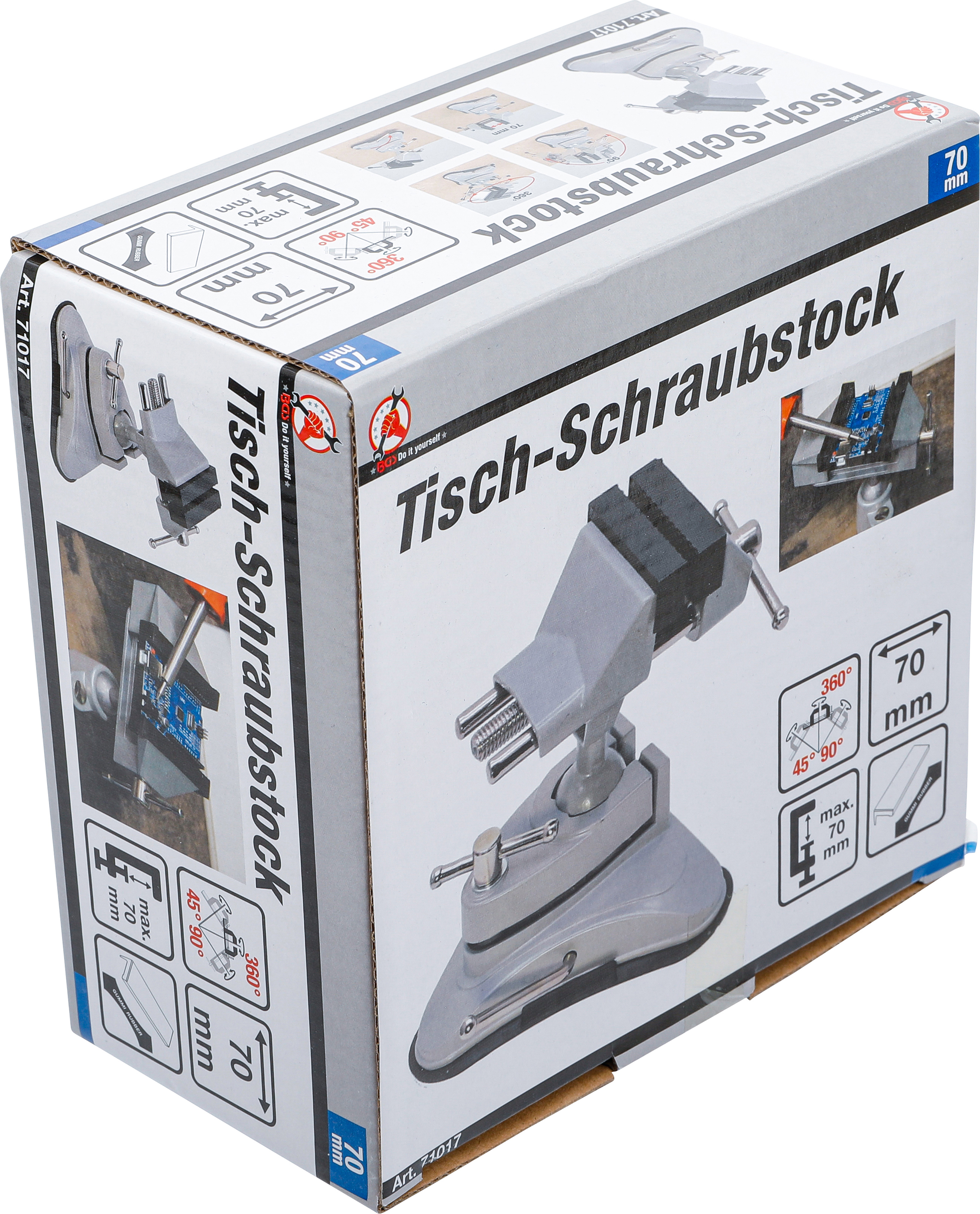 BGS Tisch-Schraubstock | schwenkbar | Backen 70 mm | mit Vakuum-Saugfuß