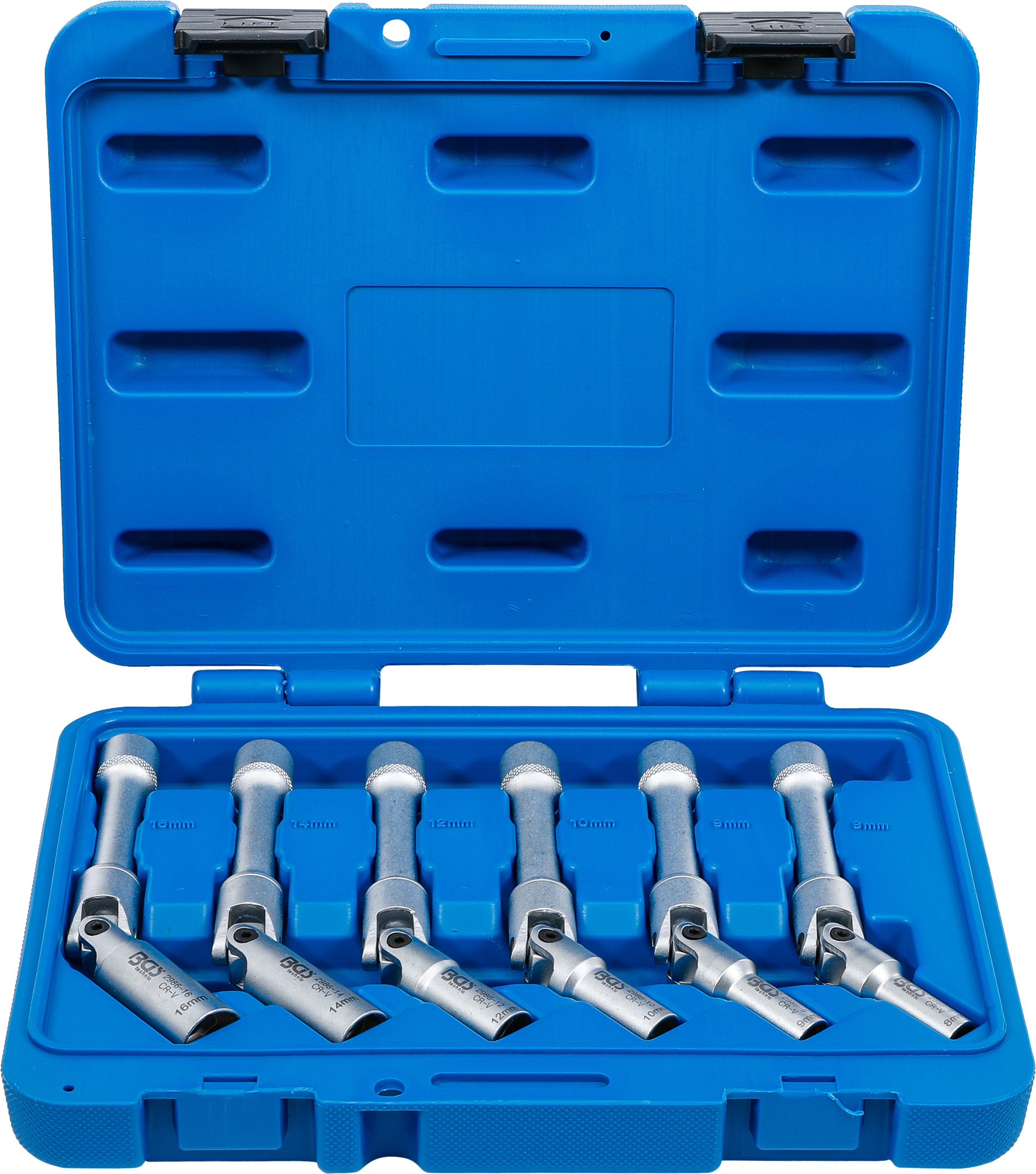 BGS Universal Glühkerzen-Gelenkschlüssel-Satz, Sechskant | Antrieb Innenvierkant 10 mm (3/8") | SW 8 - 16 mm | 6-tlg.