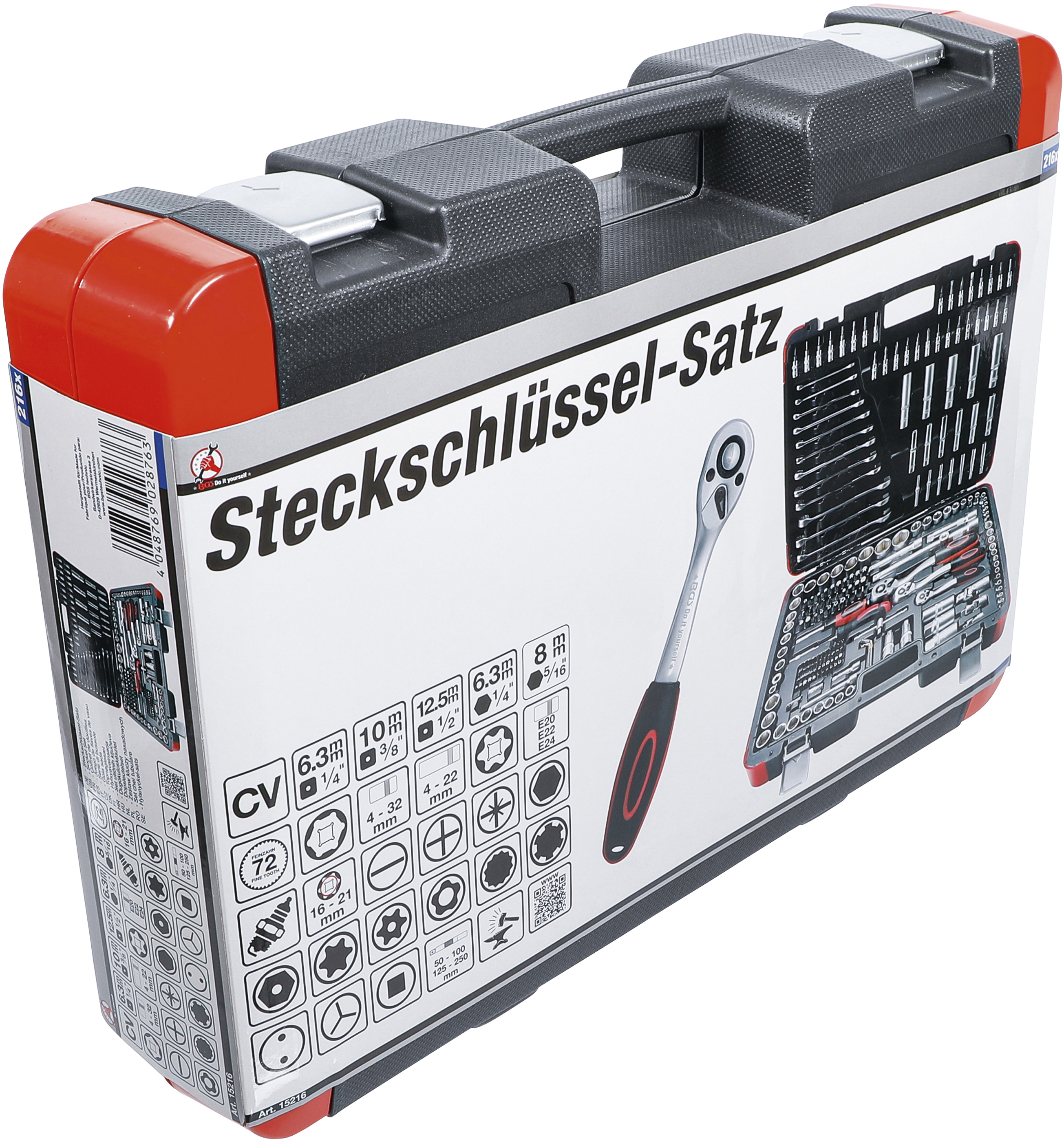 BGS Steckschlüssel-Satz | Antrieb 6,3 mm (1/4") / 10 mm (3/8") / 12,5 mm (1/2") | 216-tlg.
