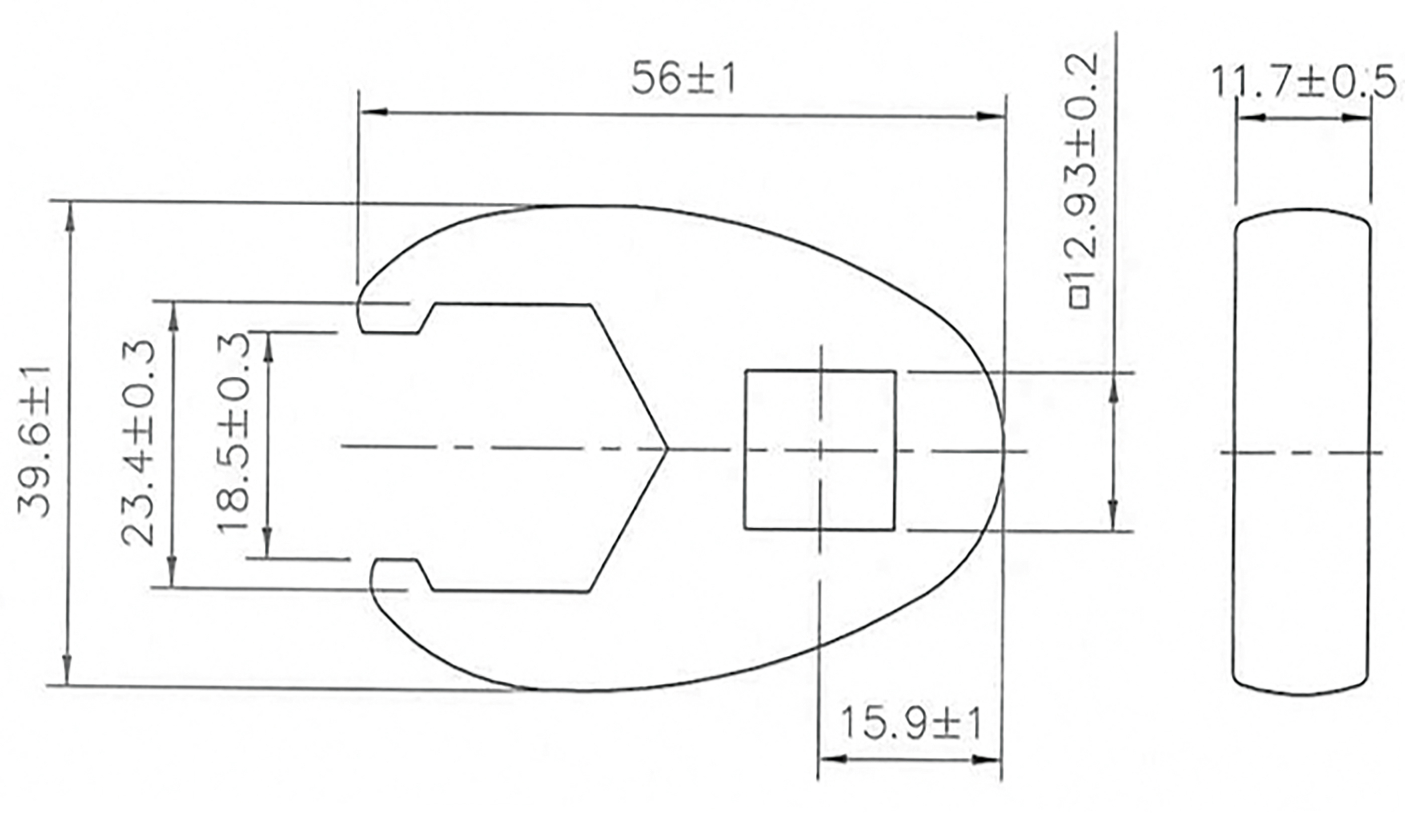 BGS Hahnenfußschlüssel | Antrieb Innenvierkant 12,5 mm (1/2") | SW 23 mm