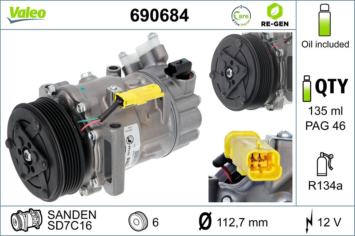 Kompressor, Klimaanlage “VALEO  , SD7C16 , SANDEN ”