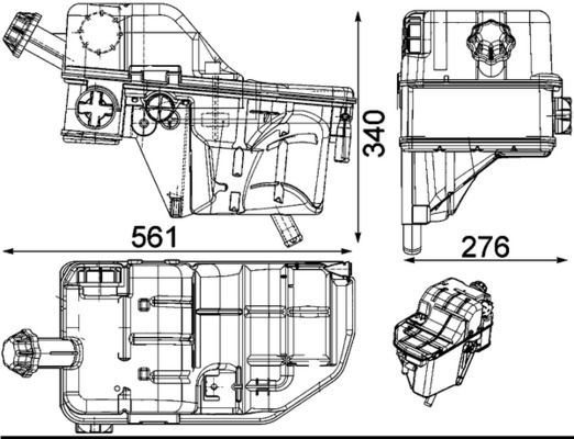 Ausgleichsbehälter, Kühlmittel “MAHLE 561 mm, 276 mm, 340 mm”