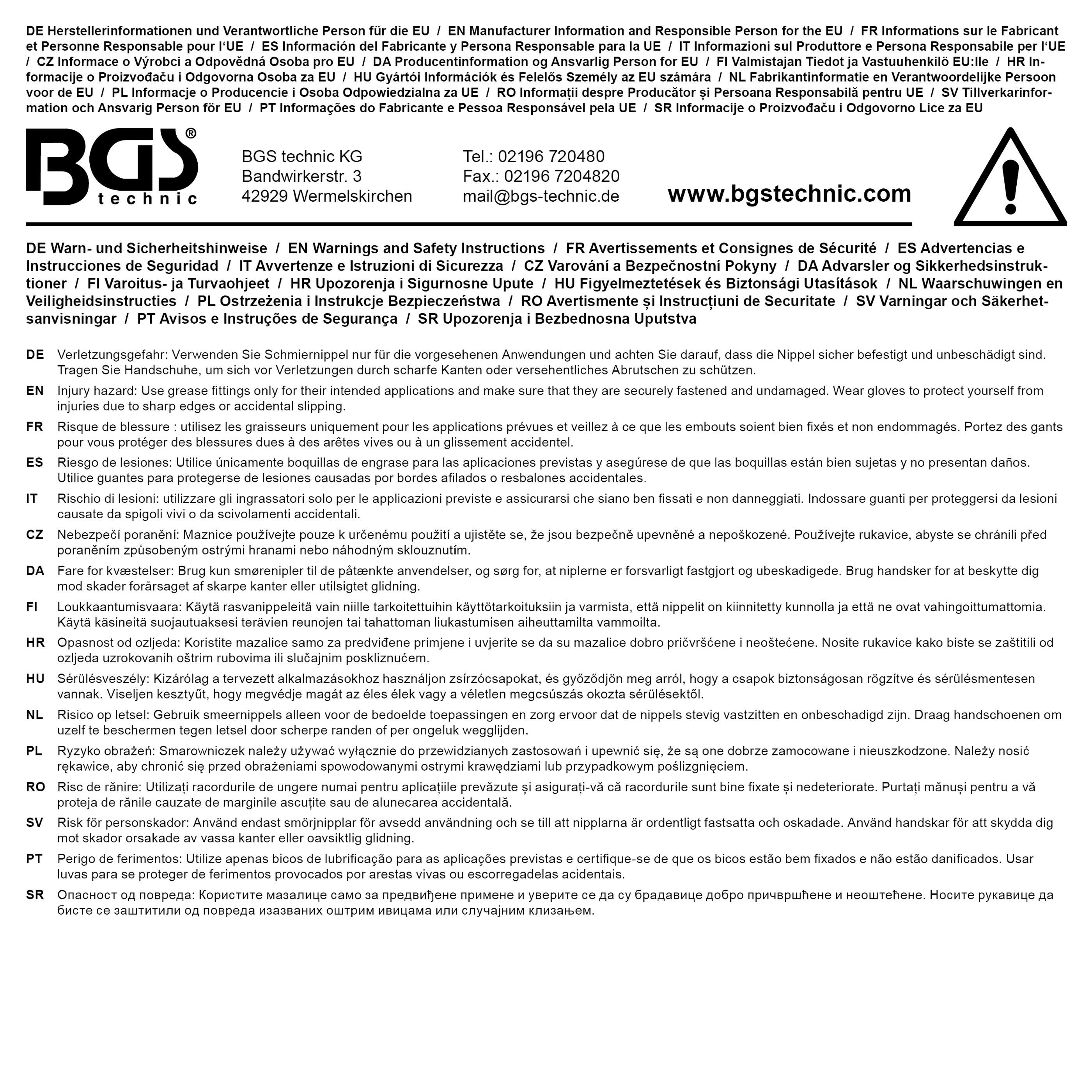 BGS Schmiernippel-Sortiment | 110-tlg.