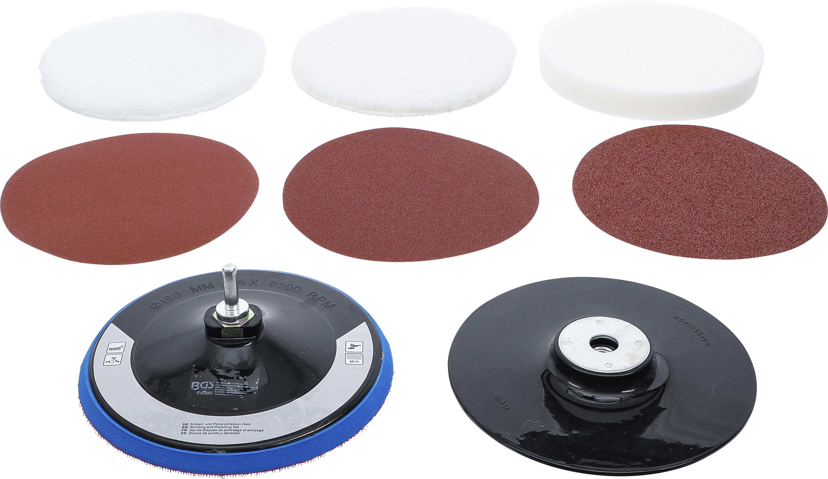 BGS Schleif- und Polierscheiben-Satz | Ø 180 mm | 8-tlg.