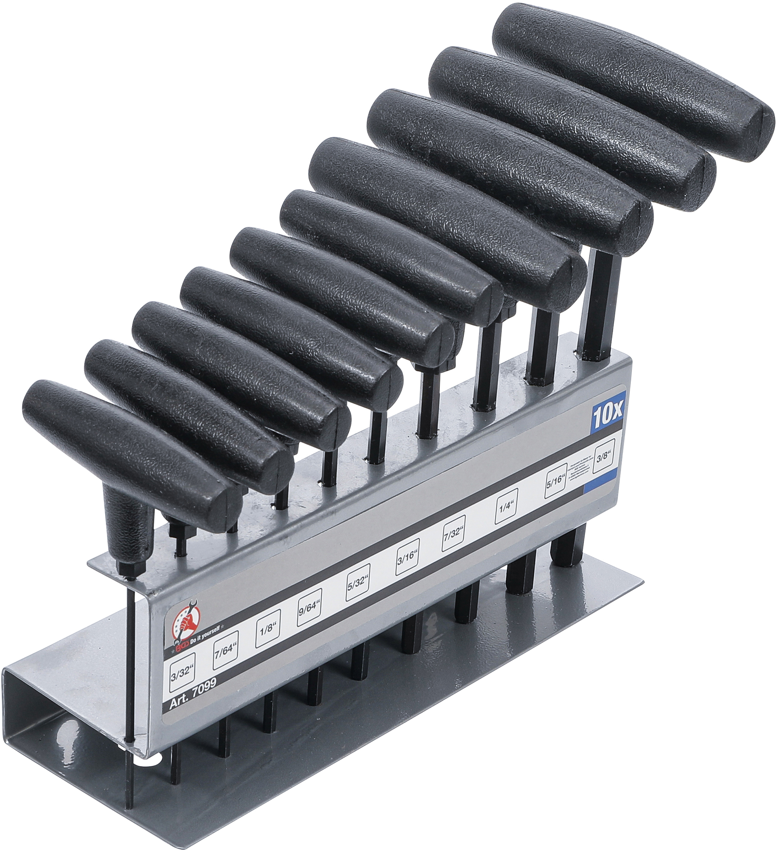 BGS Schraubendreher-Satz mit T-Griff | Zollmaße | Innensechskant 3/32" - 3/8" | 10-tlg.