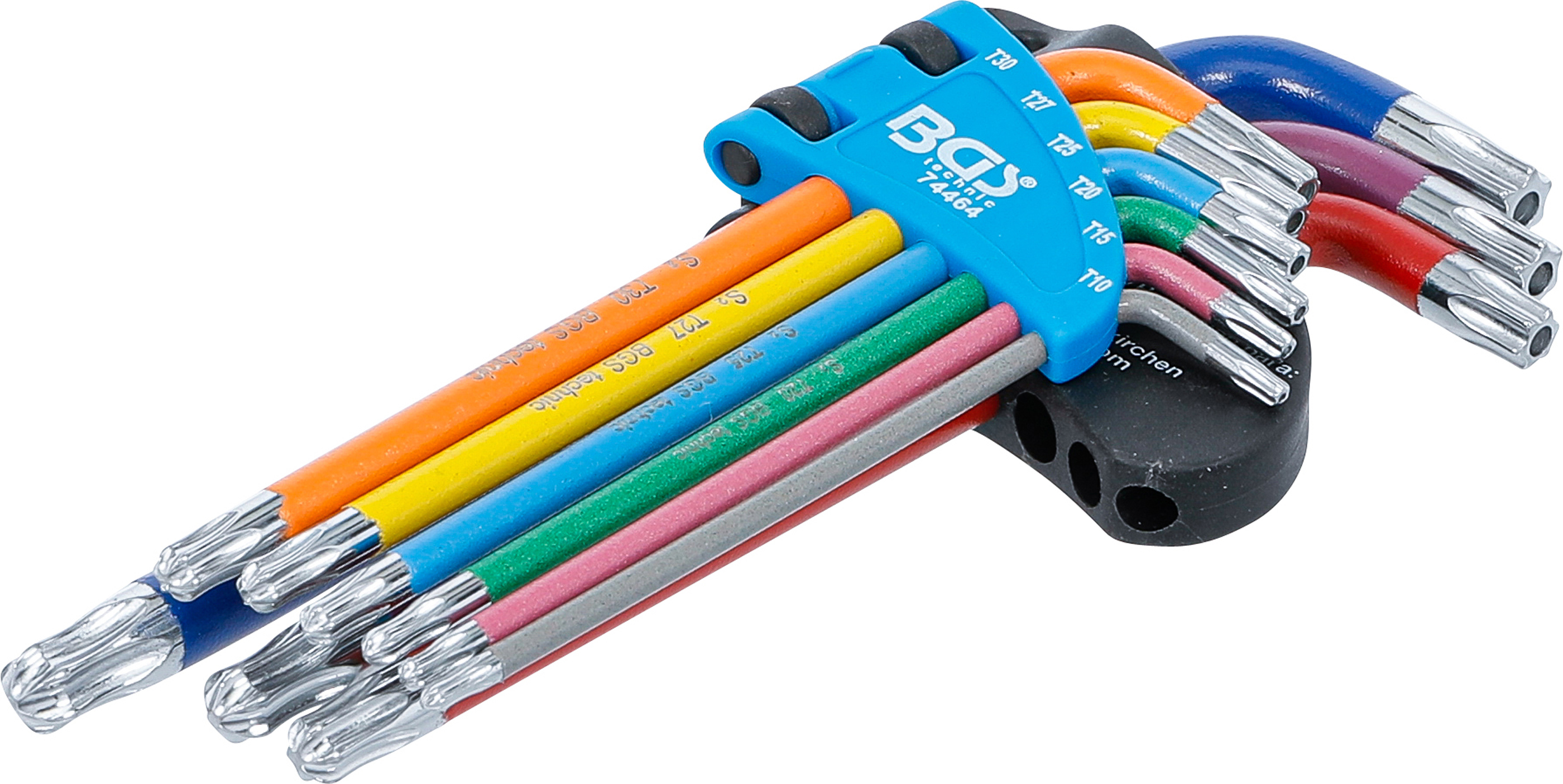 BGS Winkelschlüssel-Satz | Multicolour | T-Profil (für Torx) mit Bohrung und Kugelkopf T10 - T50 | 9-tlg.