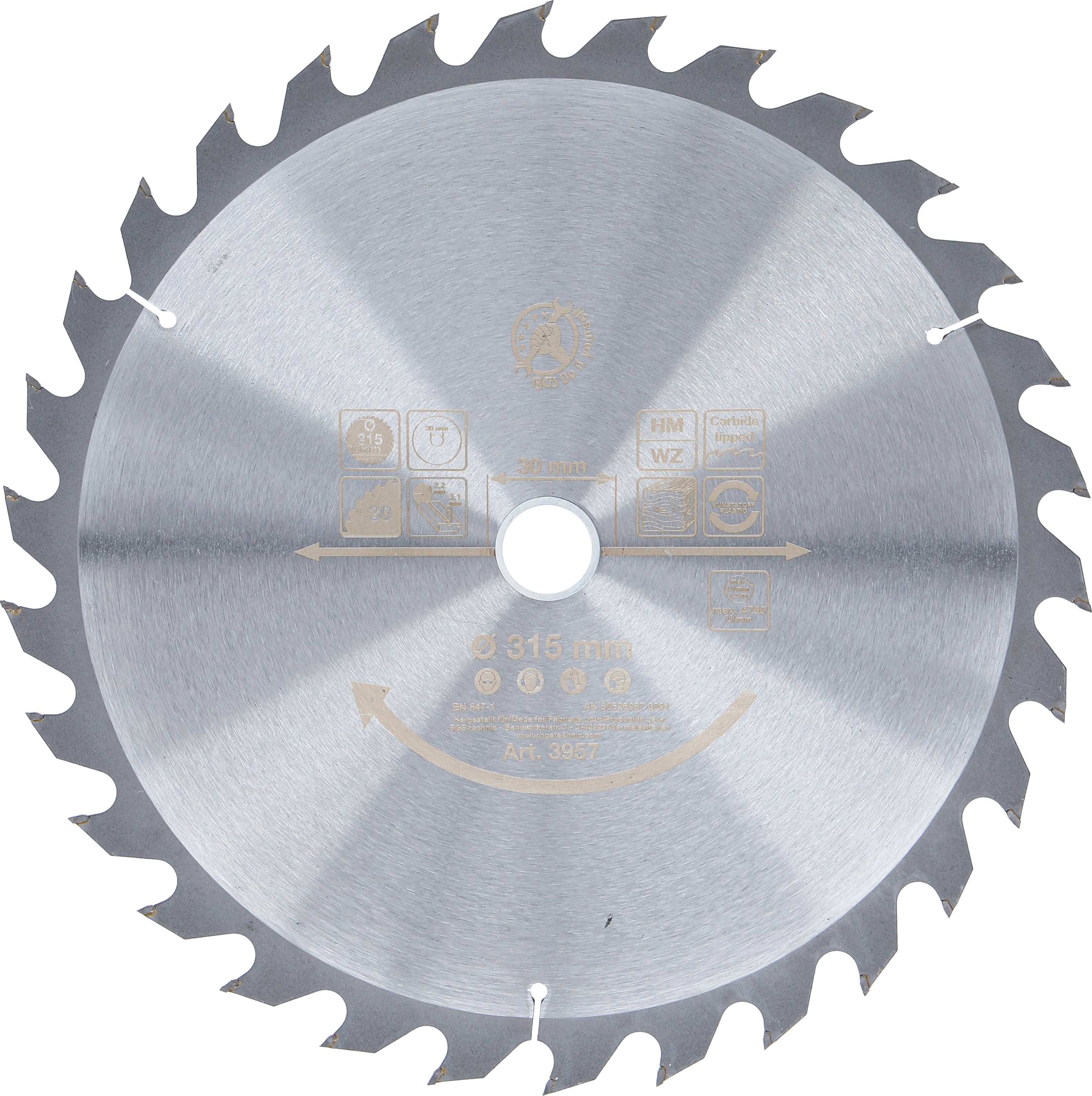 BGS Hartmetall-Kreissägeblatt | Ø 315 x 30 x 3,0 mm | 30 Zähne