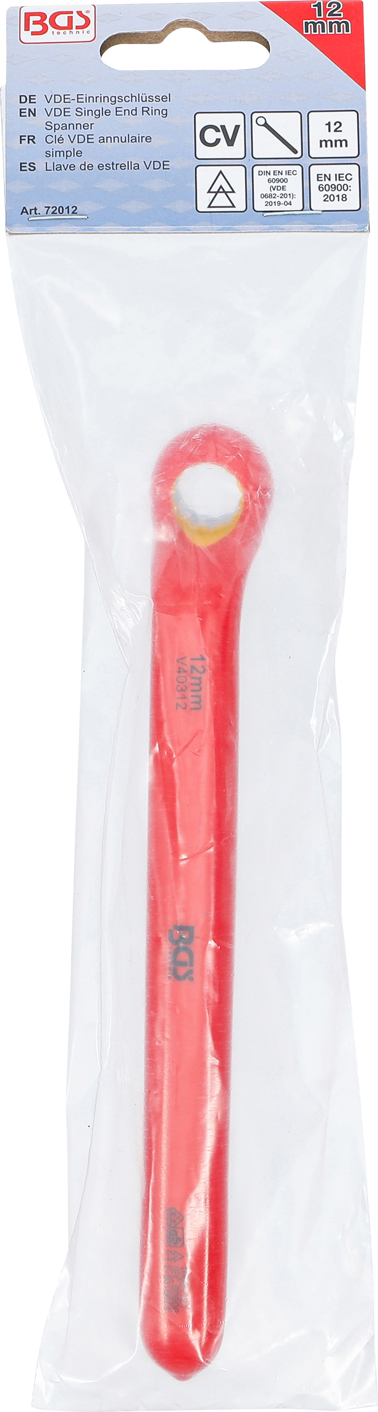 BGS VDE-Einringschlüssel | tief gekröpft | SW 12 mm