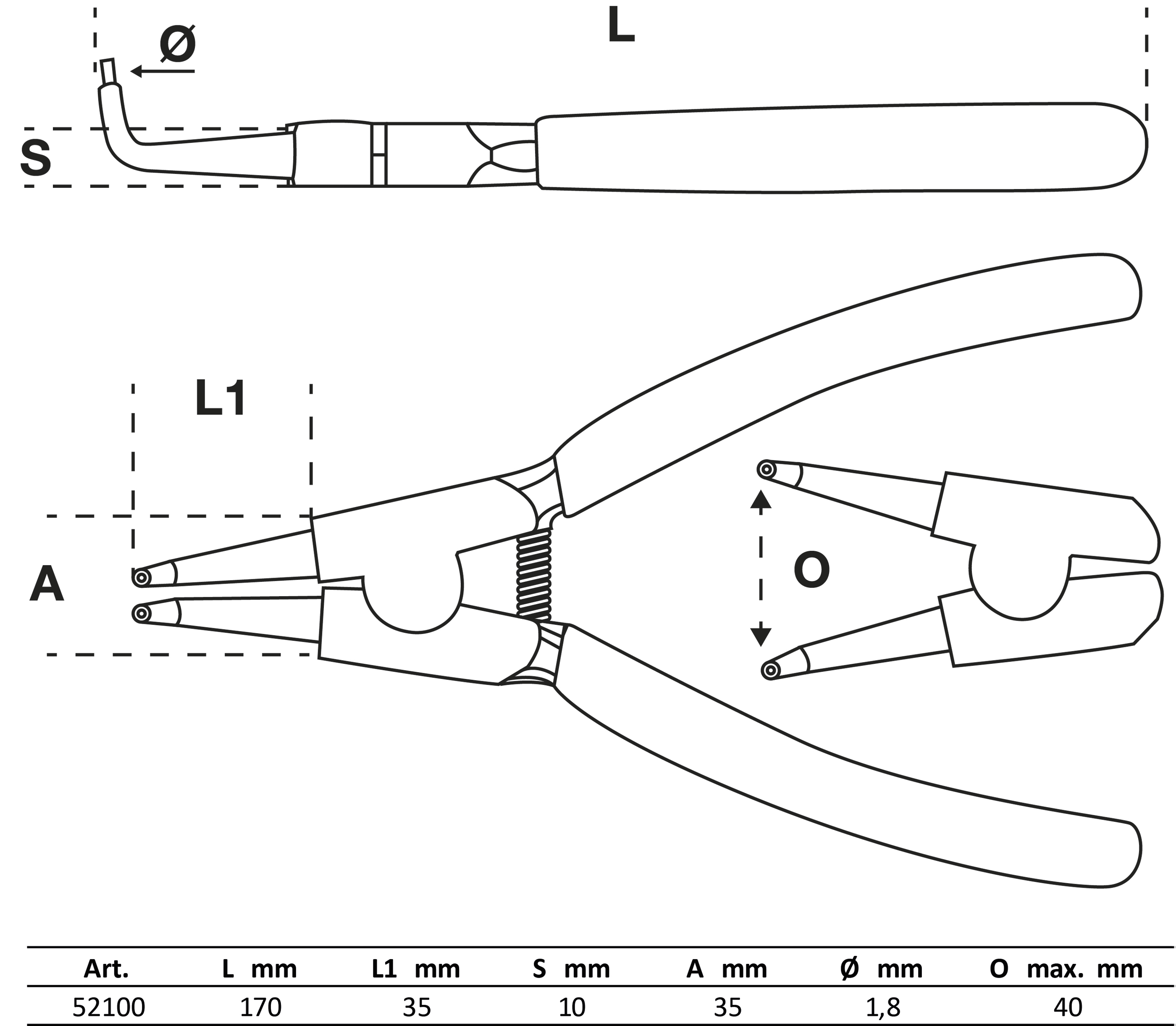 BGS Sprengringzangen-Satz | 175 mm | 4-tlg.